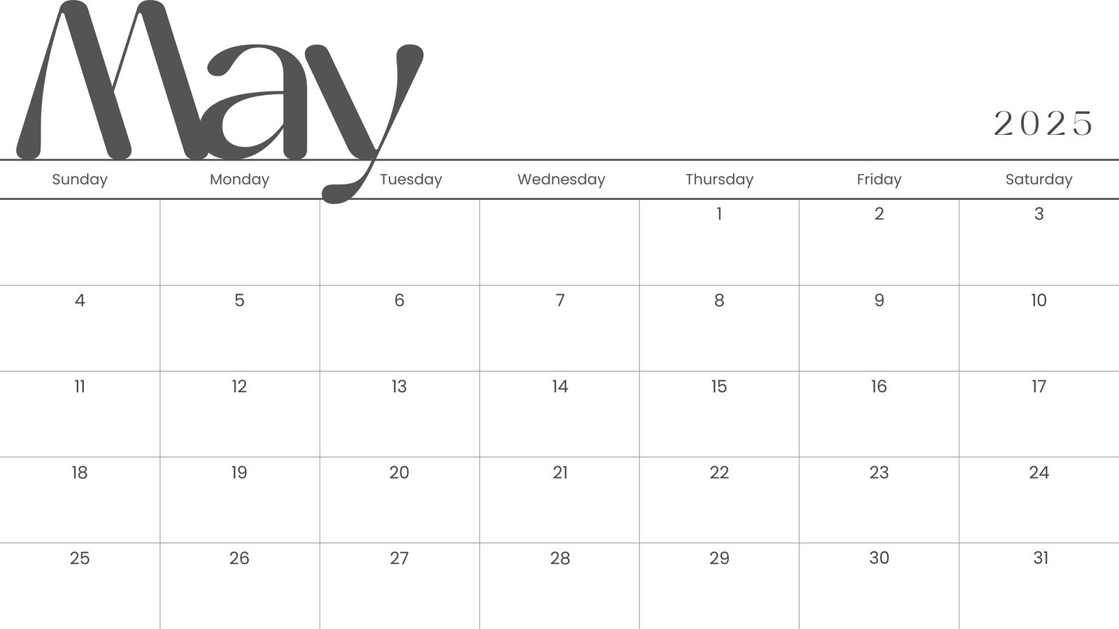 Free To Edit And Print May 2025 Calendar Templates Canva