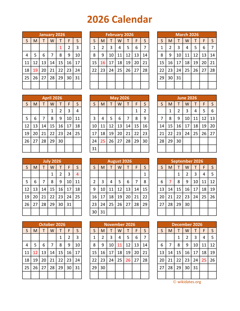 January 2026 Calendar Printable Wiki