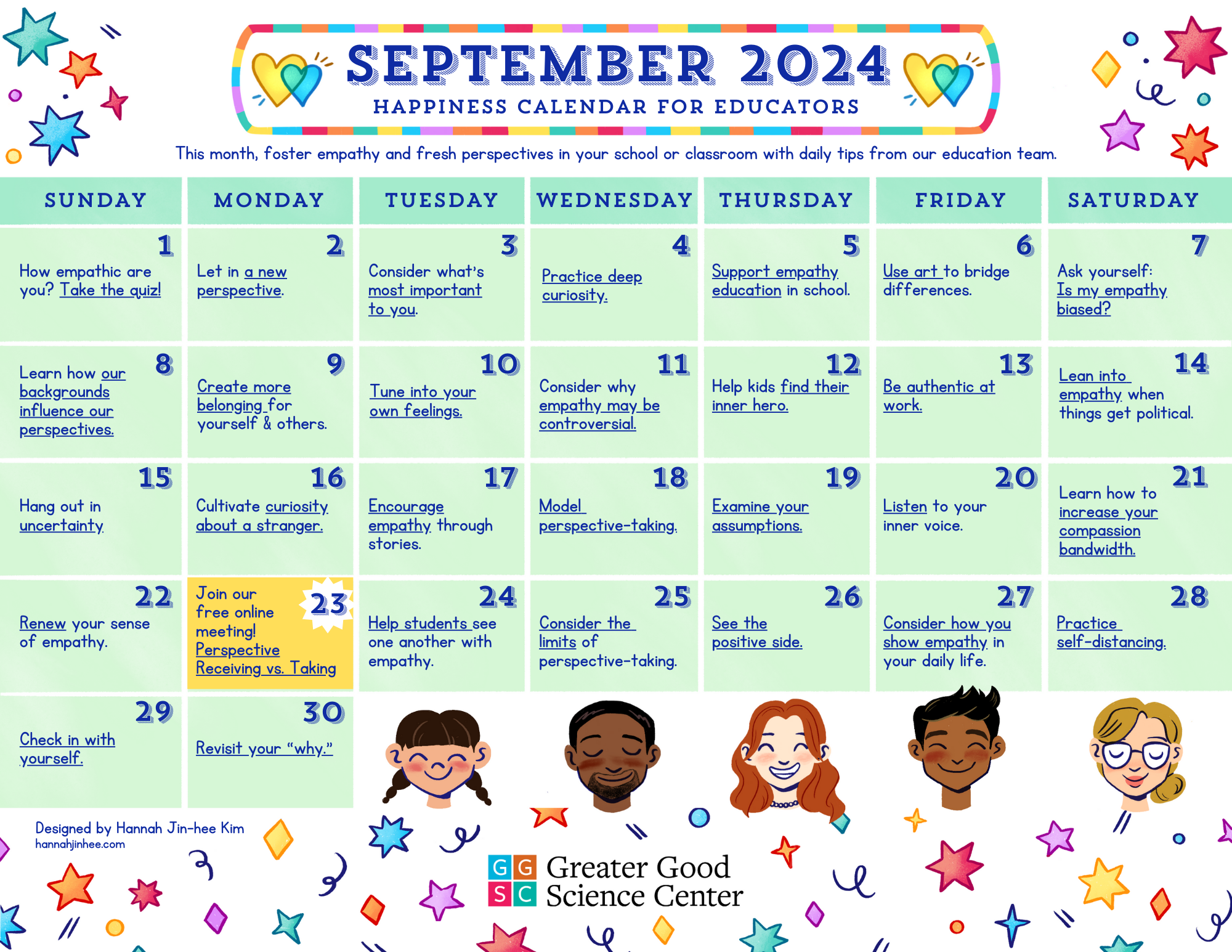 Action For Happiness Calendar September 2025