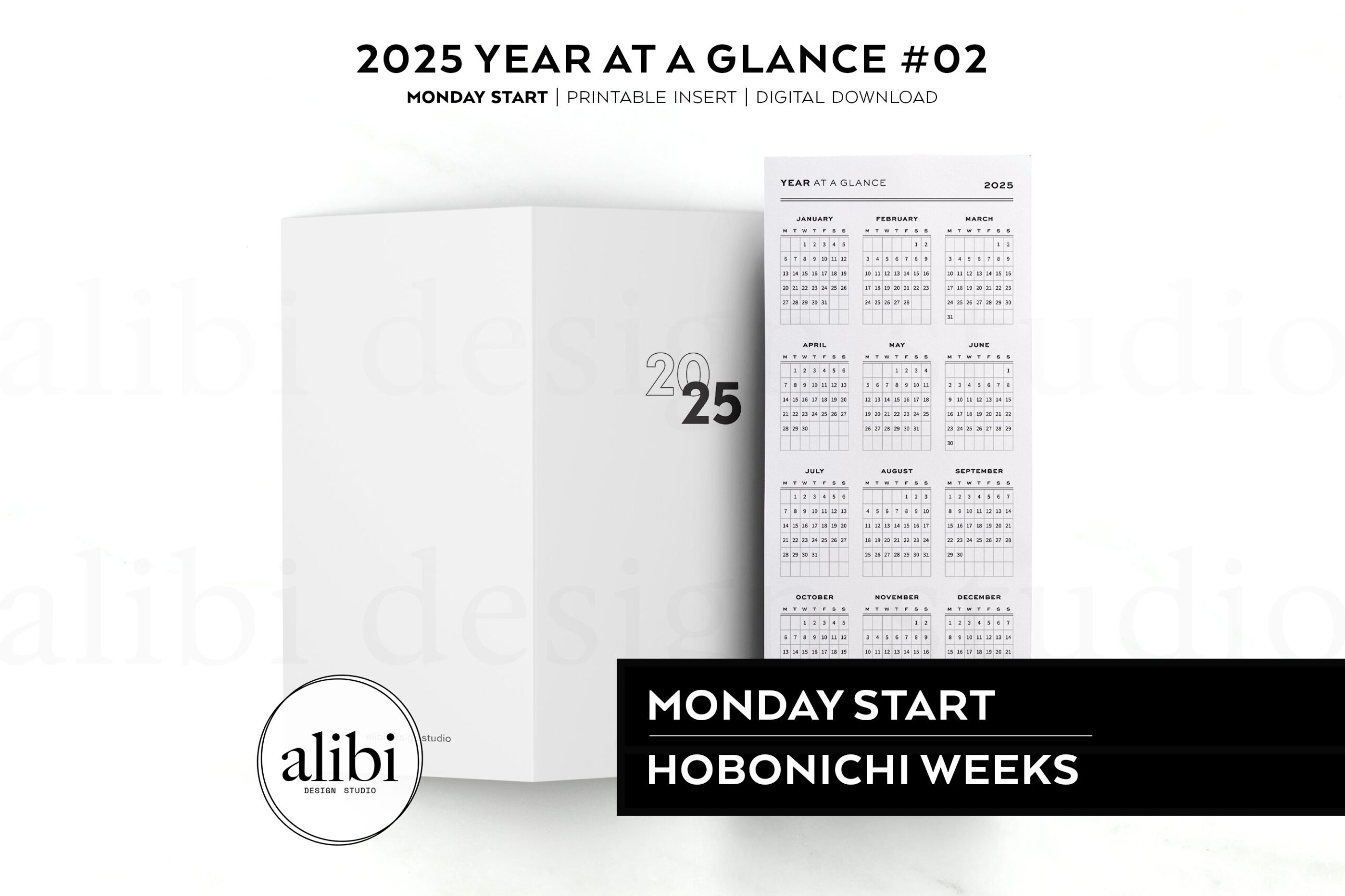 Hobonichi Weeks 2025 Year At A Glance Planner Dashboard Printable 