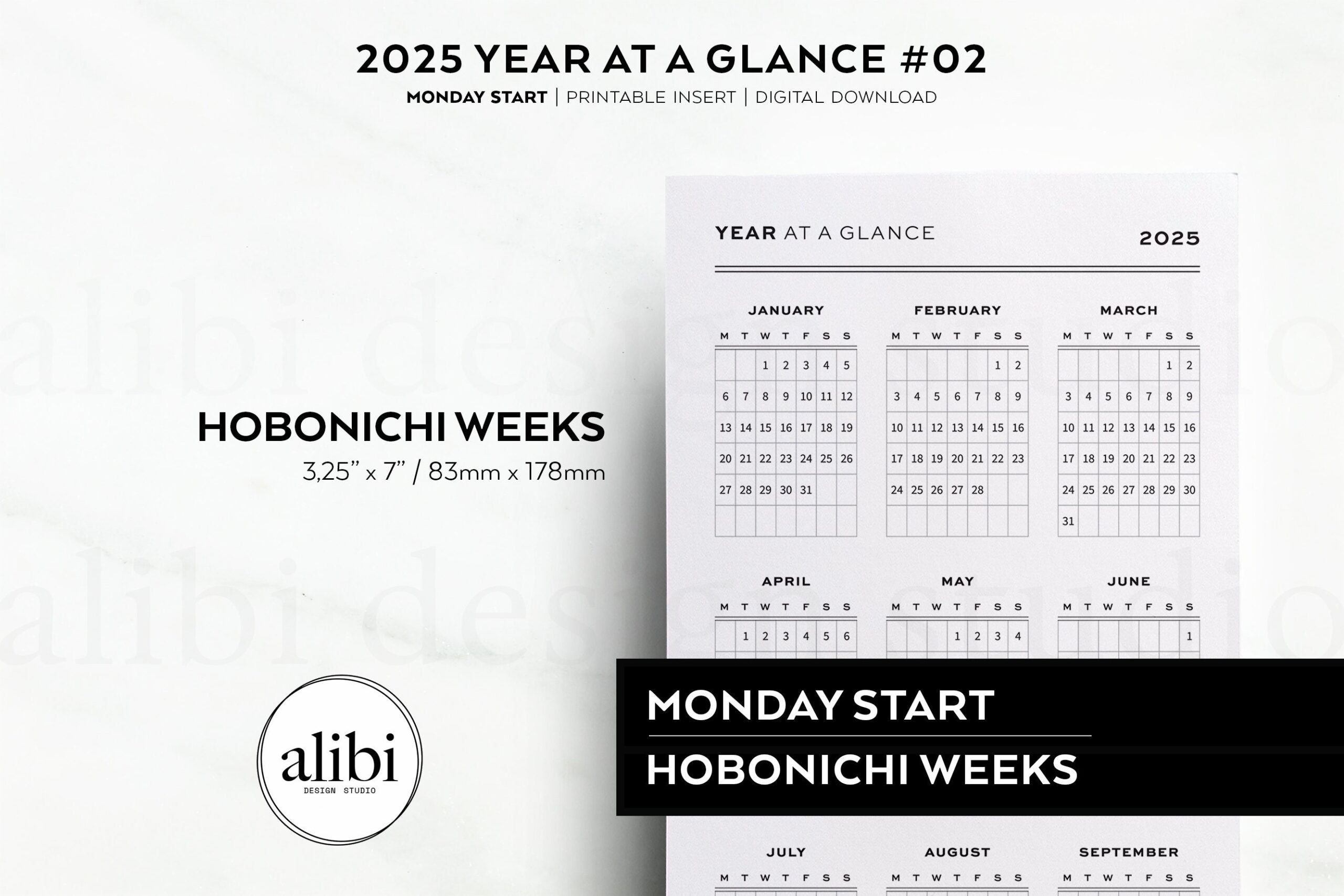 Hobonichi Weeks 2025 Year At A Glance Planner Dashboard Printable 