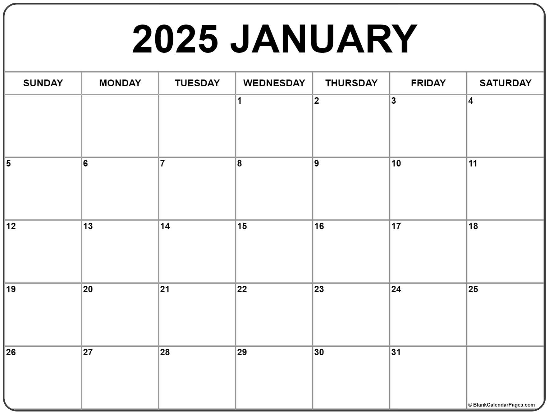 January 2025 Calendar Free Printable Calendars