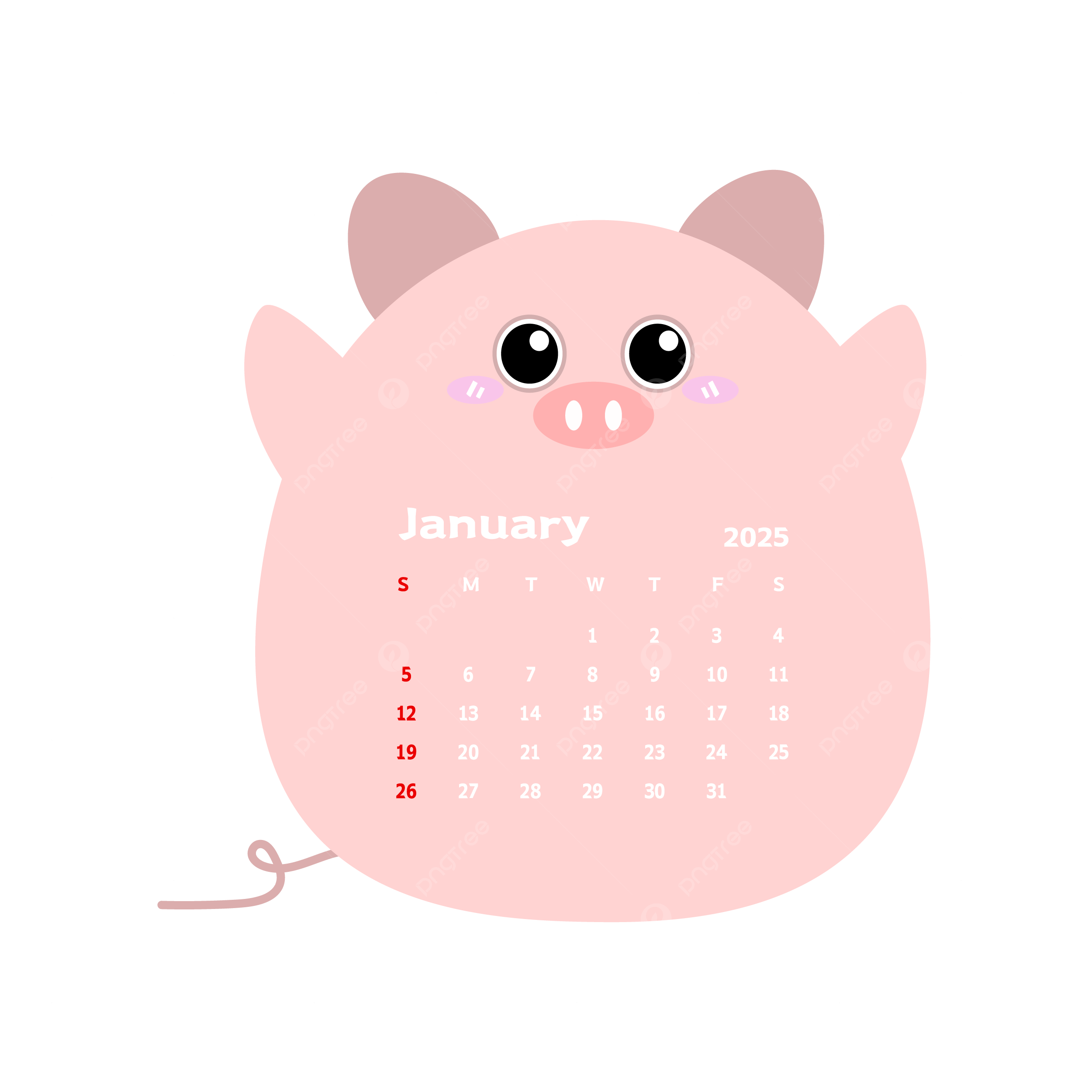 Free Printable 2025 Calendar With Pigs