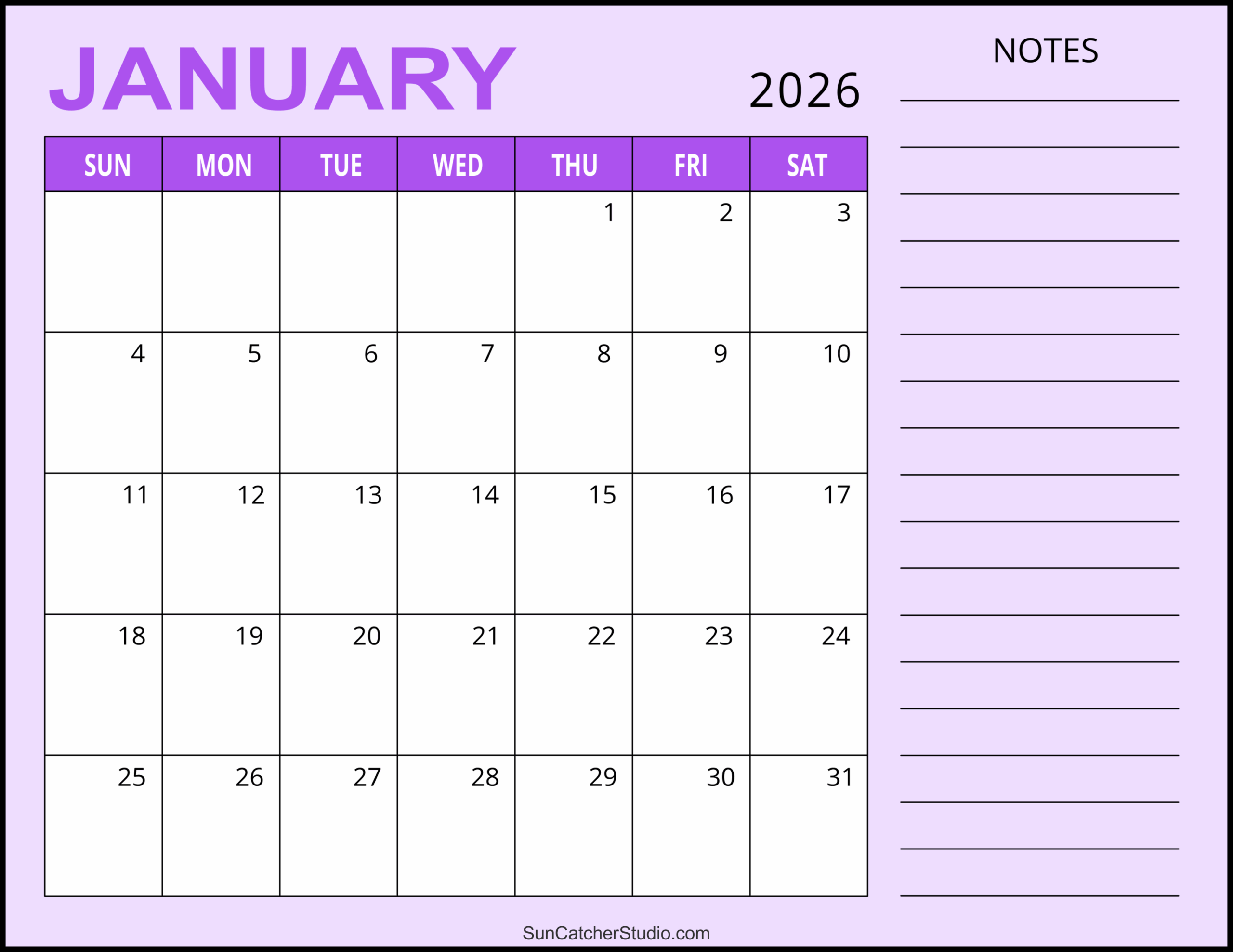 January 2026 Calendar Free Printable Free Printables Monograms Design Tools Patterns U0026 DIY Projects