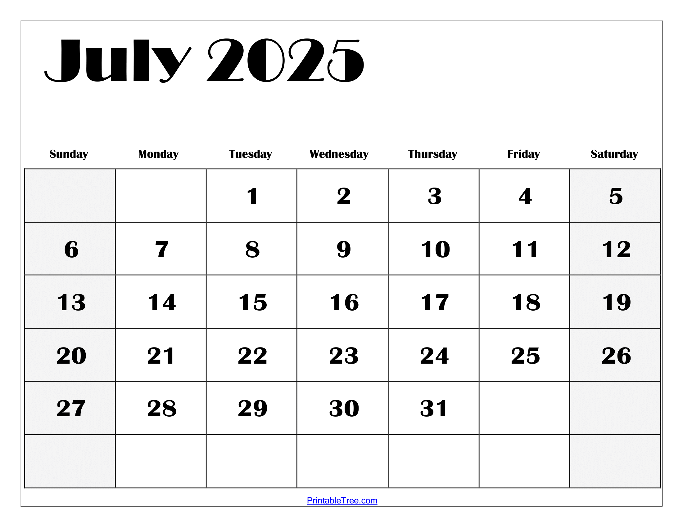 Blank Calendar June And July 2025