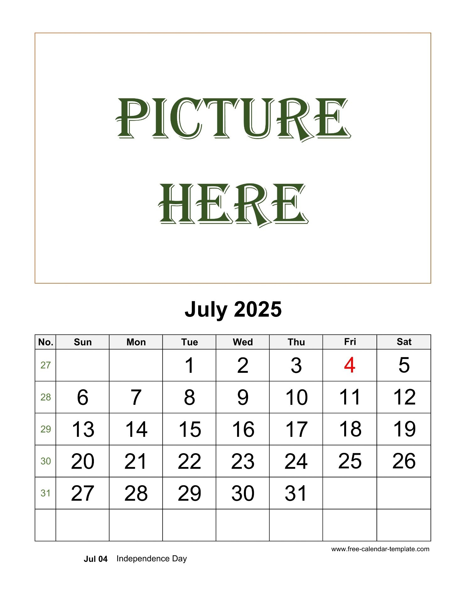 July 2025 Free Calendar Tempplate Free calendar template