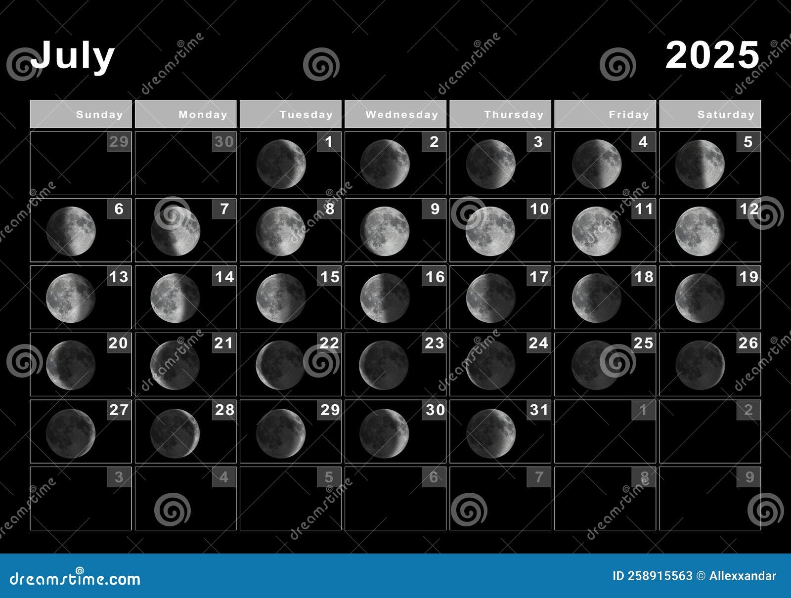 July 2025 Lunar Calendar Moon Cycles Stock Illustration Illustration Of Galaxy Date 258915563