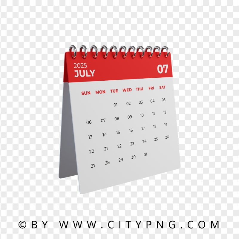 July 2025 Monthly 3D Calendar Citypng