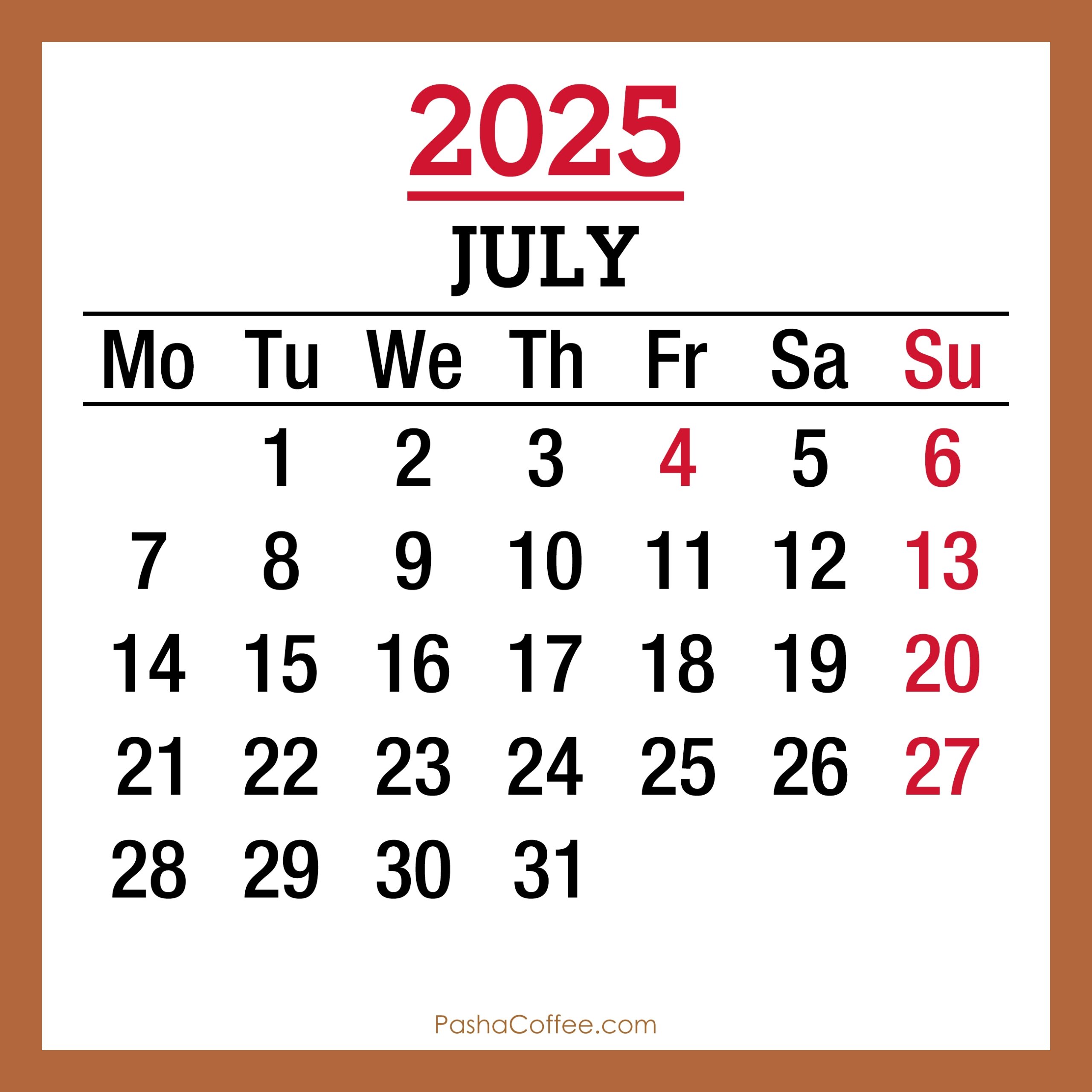 July 2025 Us Calendar