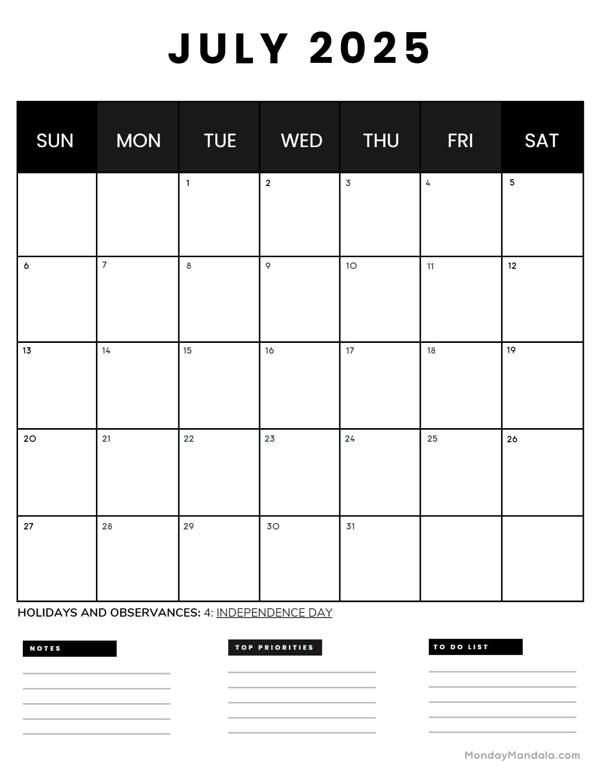 July 2025 Printable Calendar 52 Free PDF Printables 