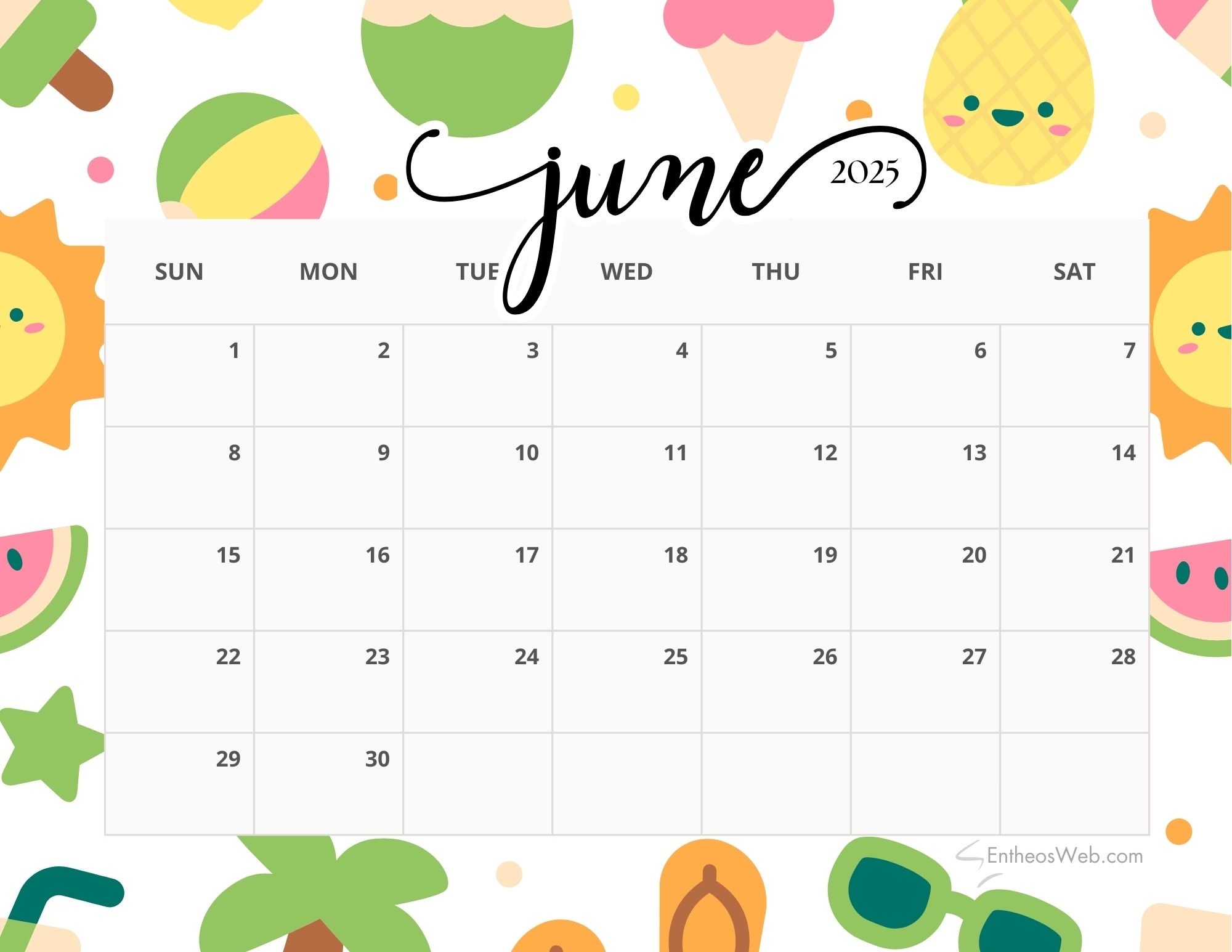 June 2025 Calendar Free PDF Printables EntheosWeb