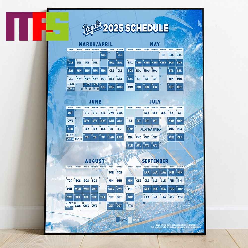 Kansas City Royals MLB 2025 Home Way Schedule Calendars Home Decor 