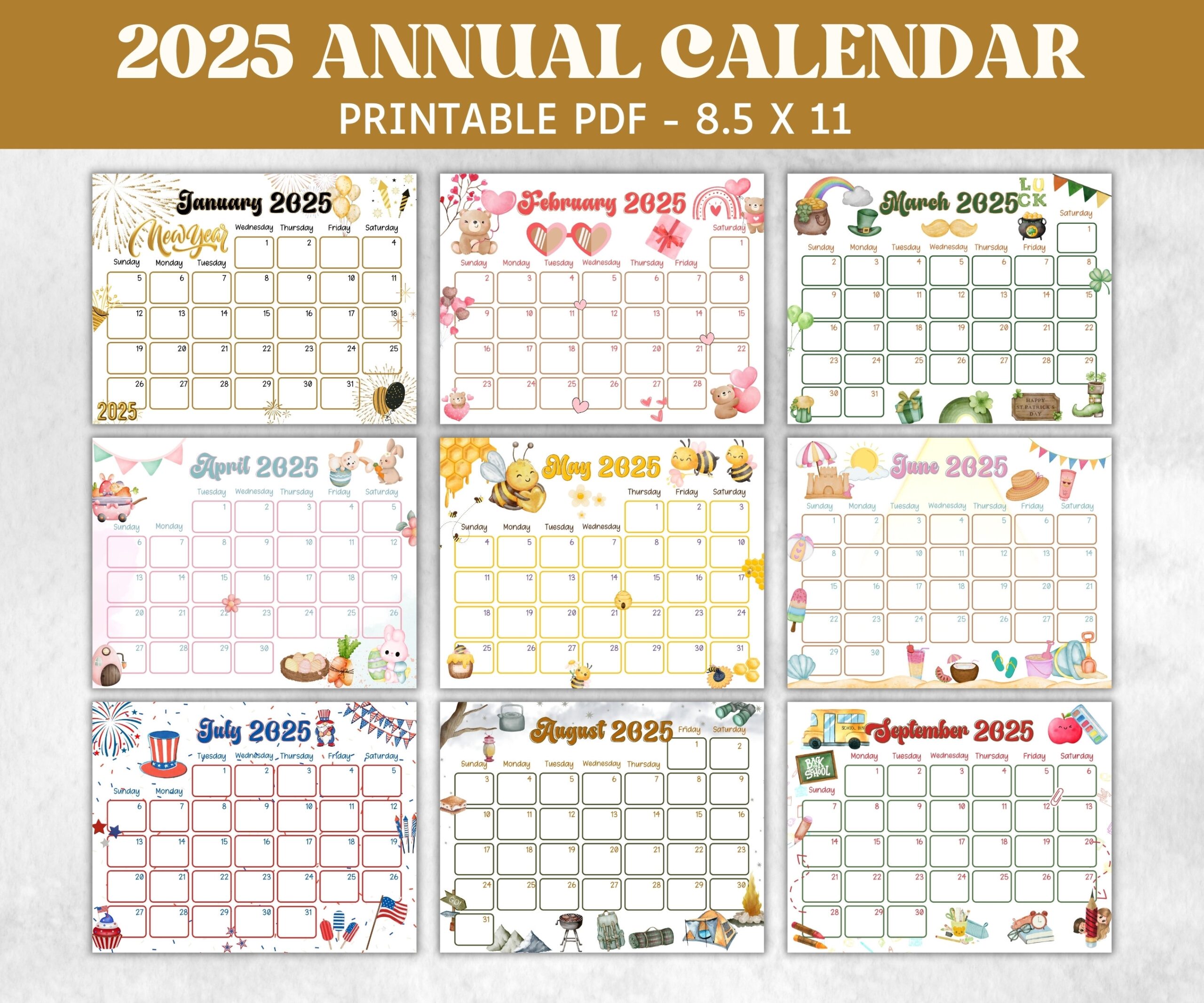 Kids Annual Monthly 2025 Calendar Printable 2025 Calendar Homeschool Preschool Calendar Board Children Monthly Planner Seasonal Calendar Etsy Australia