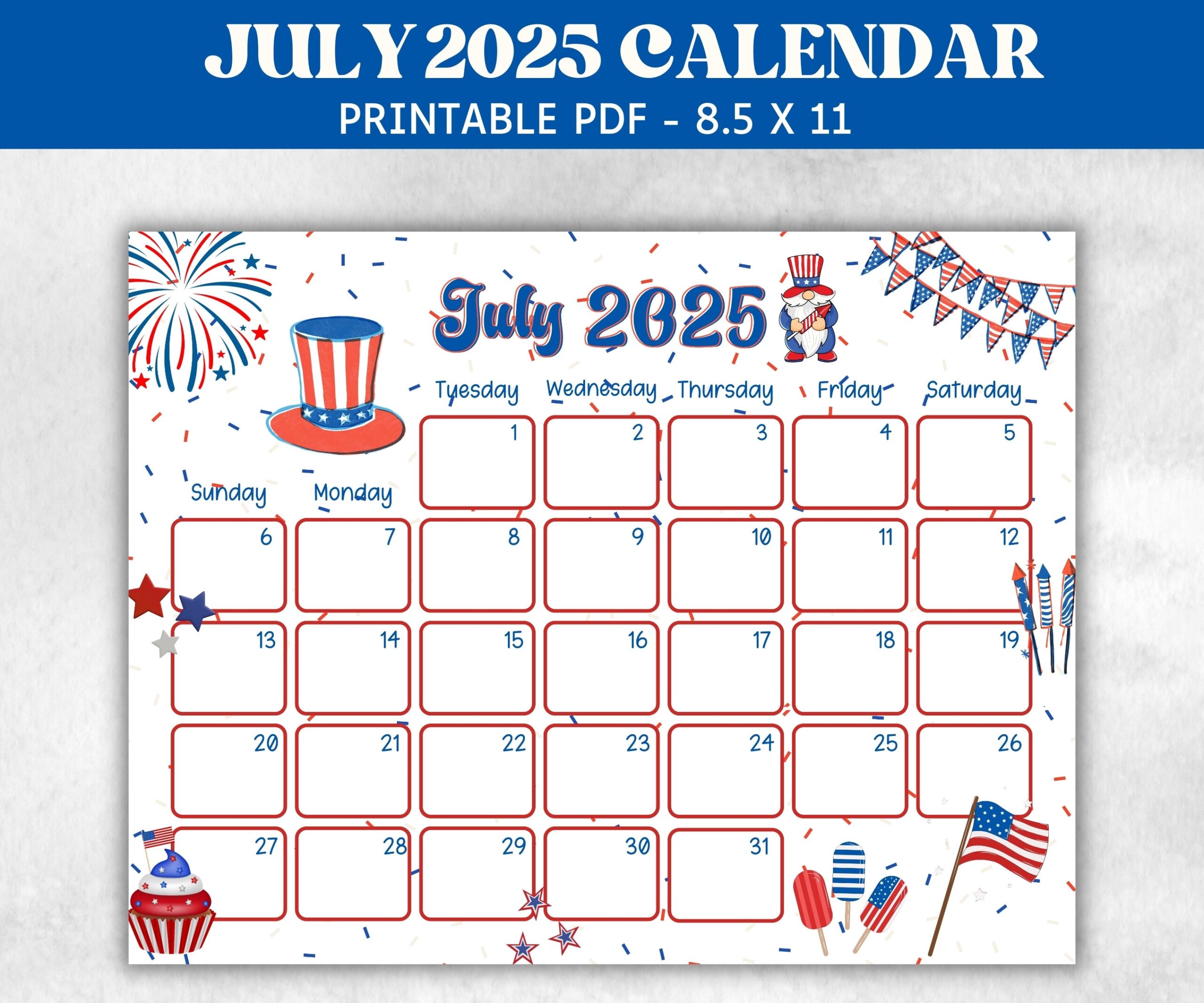 Kids July 2025 Calendar Printable 2025 Calendar Homeschool 