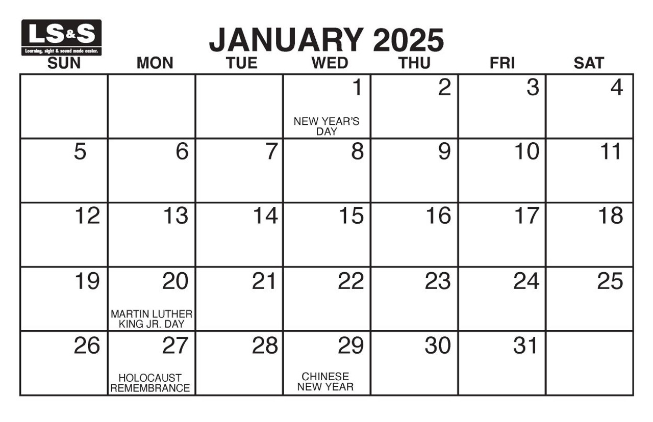 Large Print Wall Calendar 2025