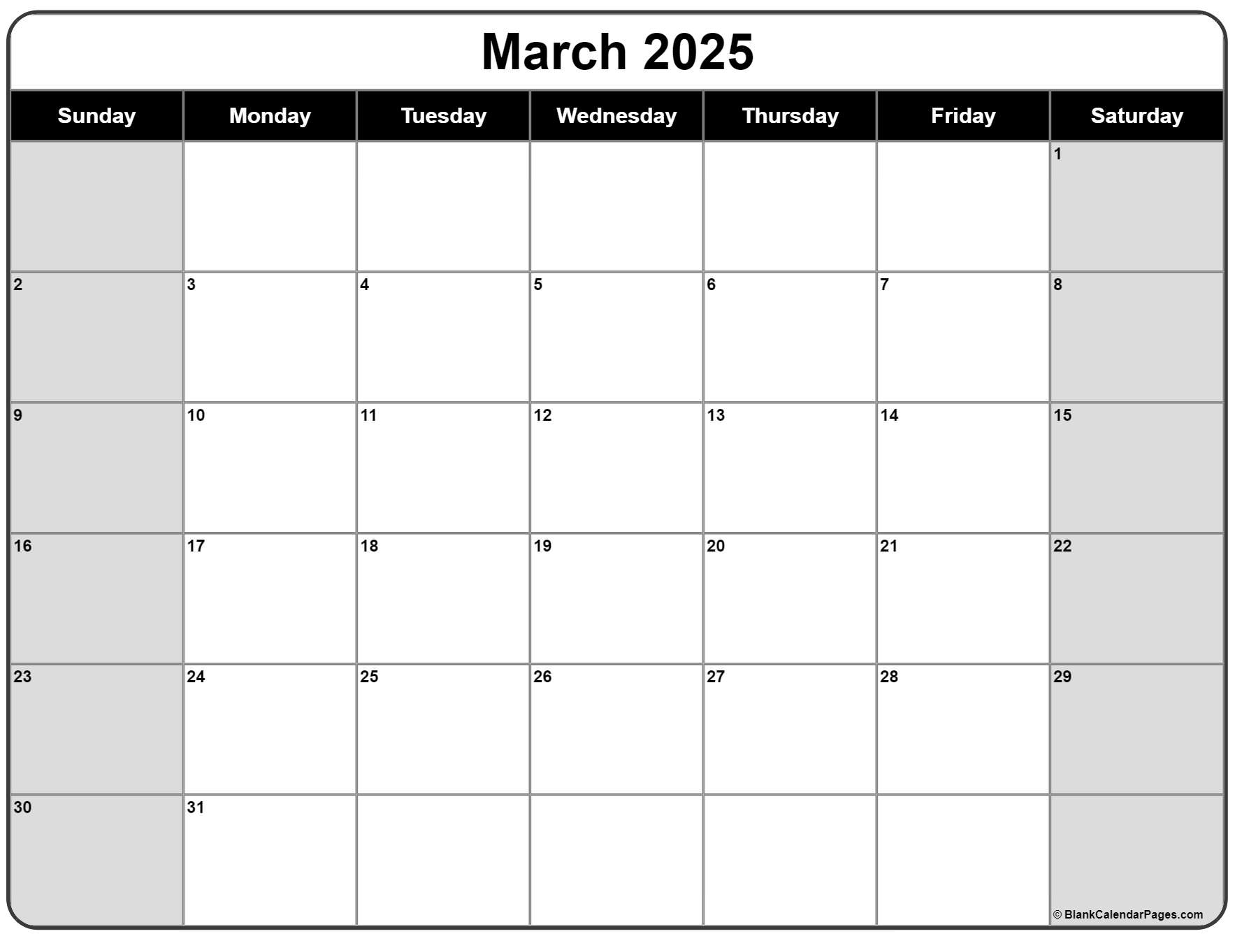 March 2025 Calendar Free Printable Calendars