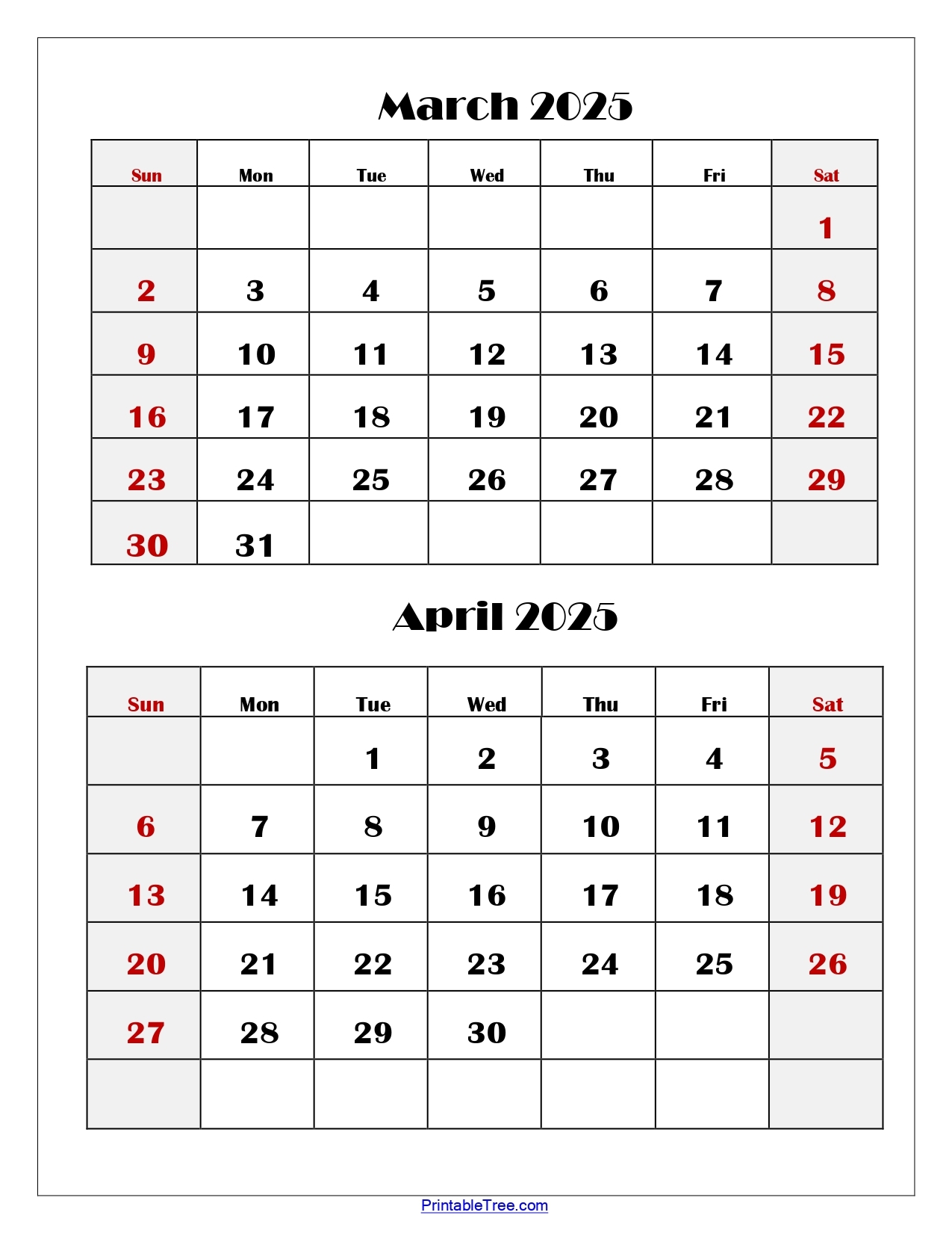 April 2025 And March 2026 Calendar Printable