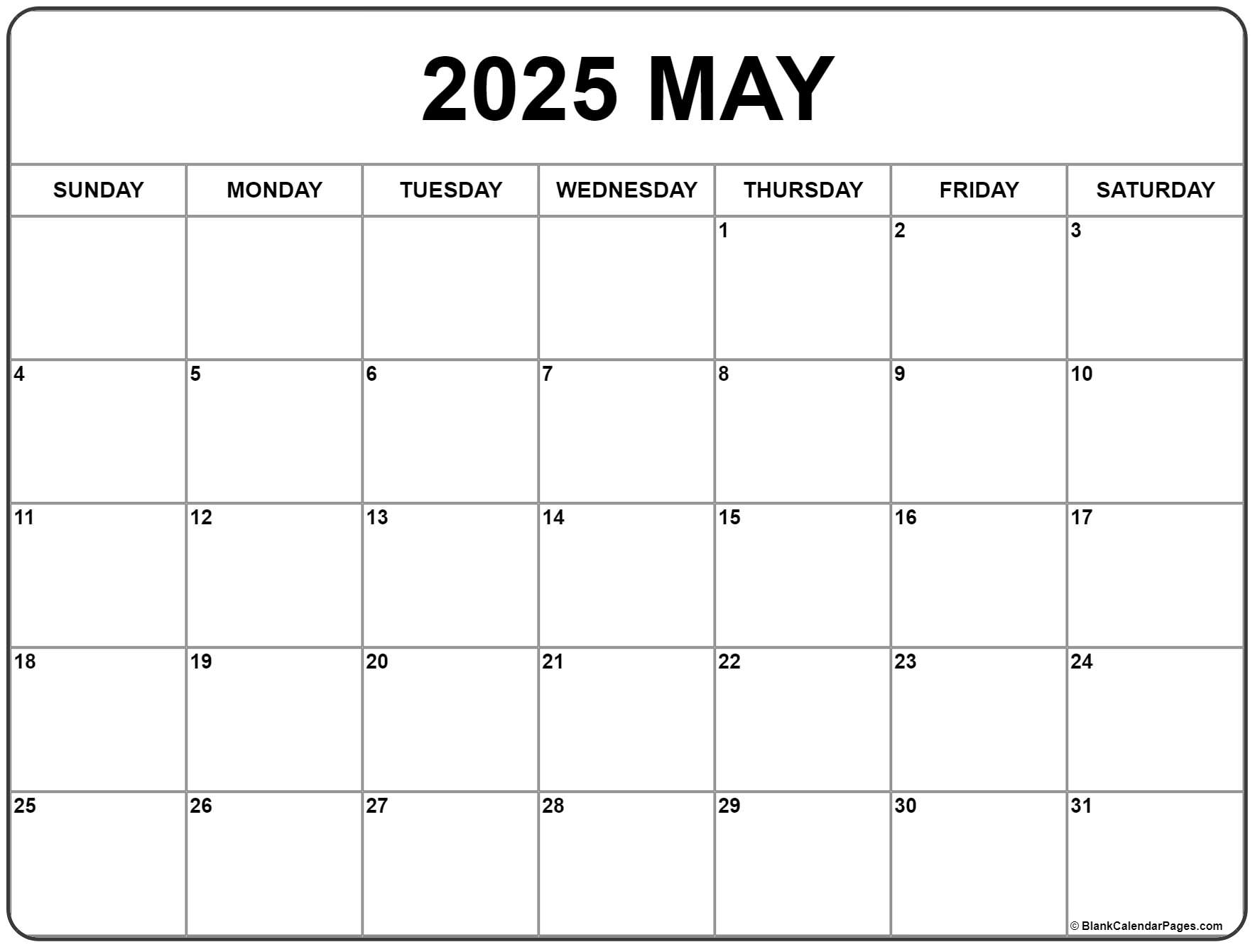 May 2025 Calendar Free Printable Calendars