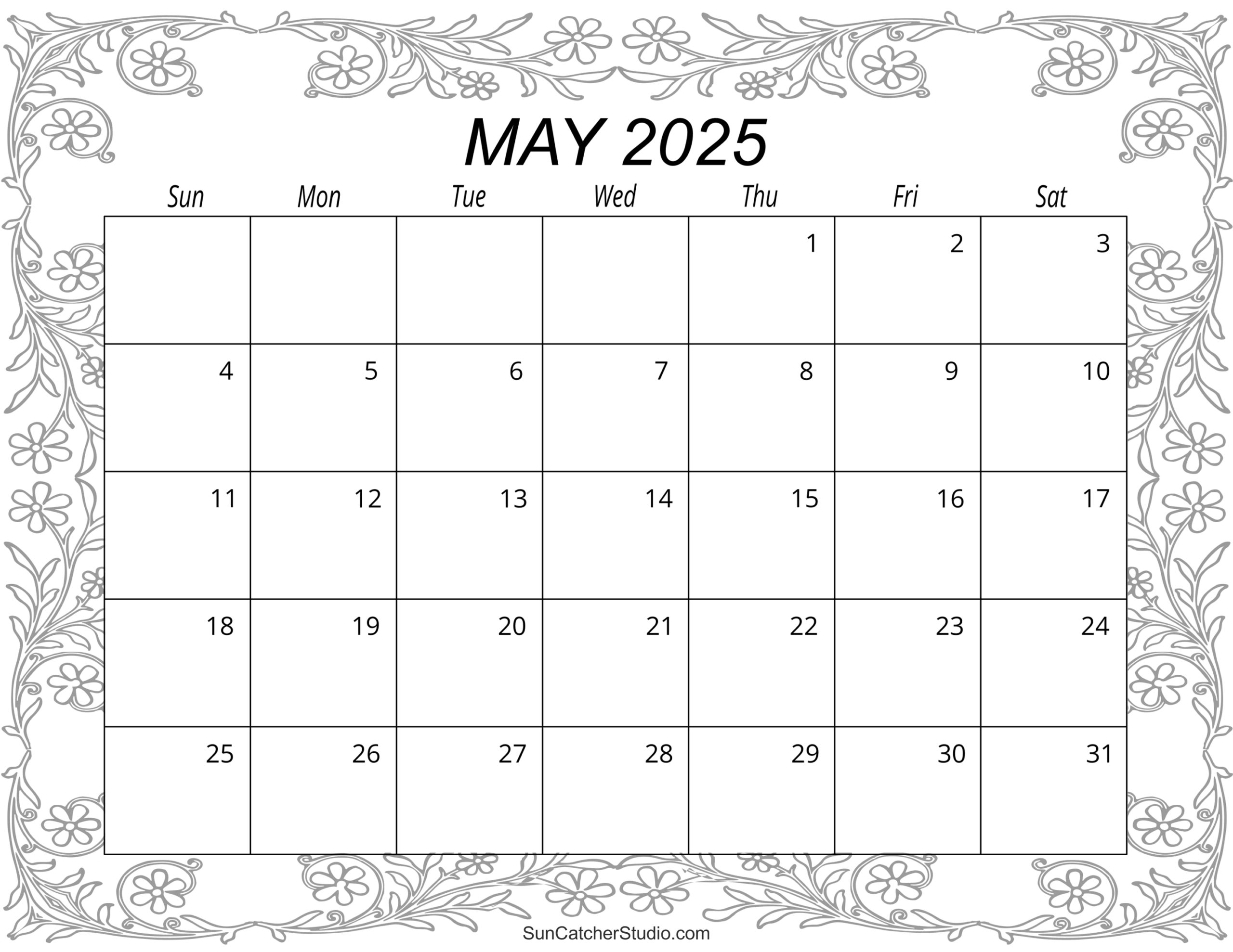 May 2025 Calendar Free Printable Free Printables Monograms 