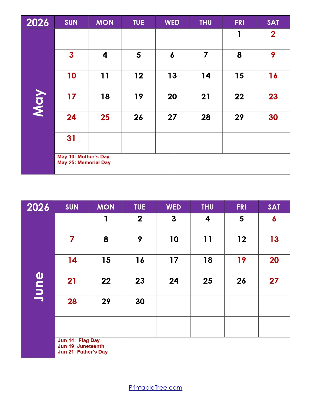 April May June 2026 Calendar Printable Free