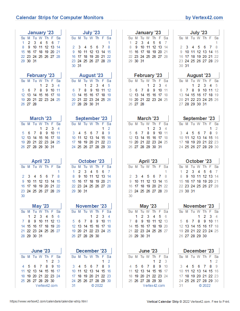 Monitor Calendar Strip Template