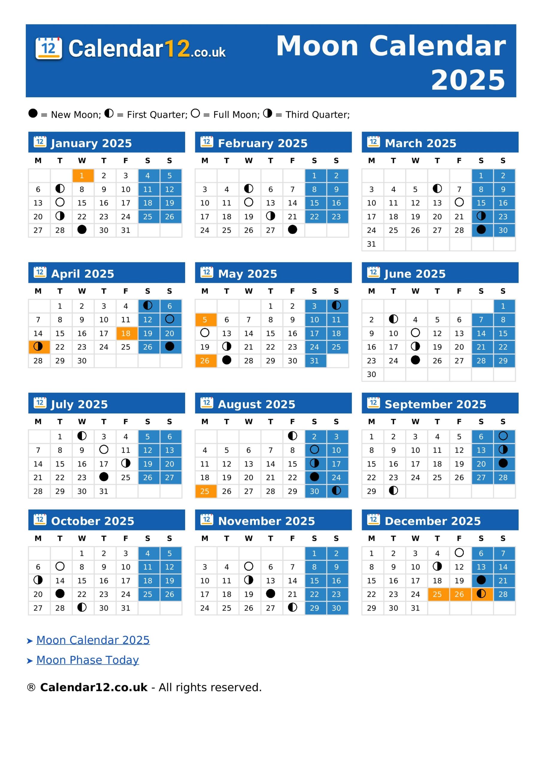 Moon Calendar July 2025 Calendar12 co uk