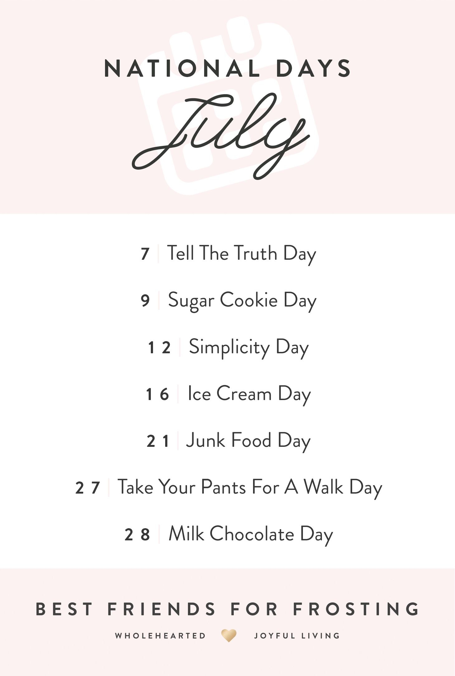 July Calendar Special Days 2025