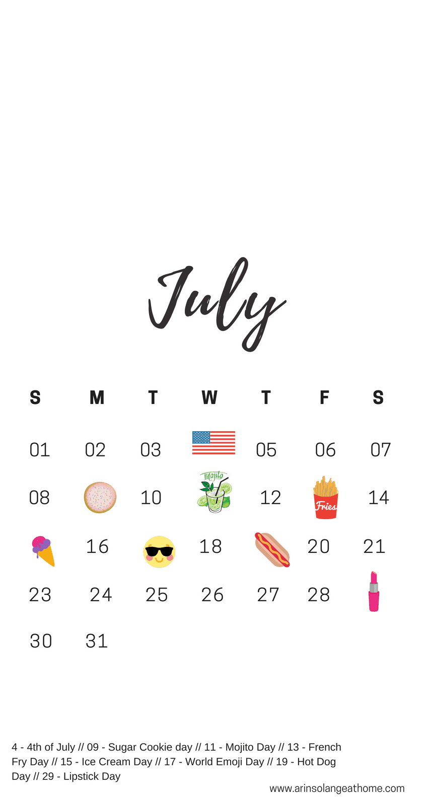 July 2025 Calendar National Days