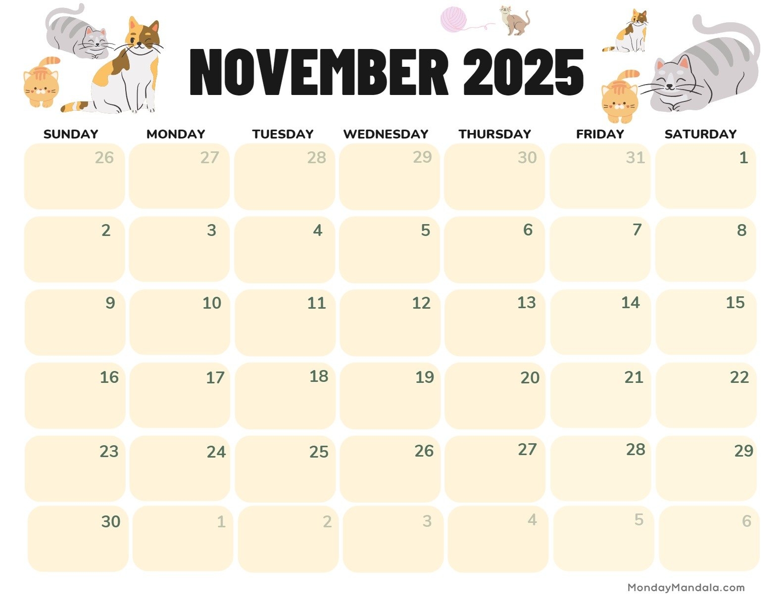 November 2025 Calendar 52 Free PDF Printables 