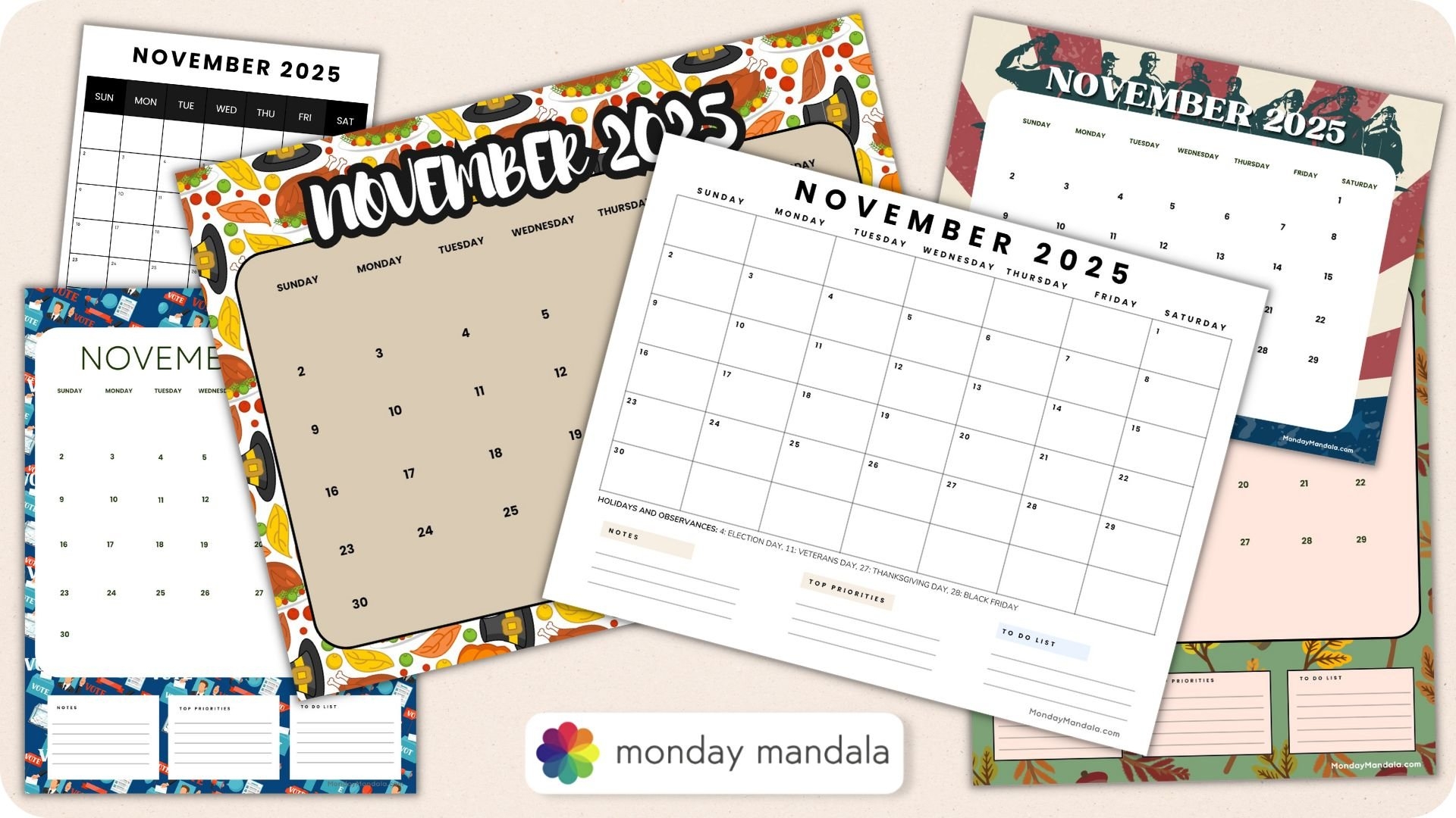 November 2025 Calendar 52 Free PDF Printables 