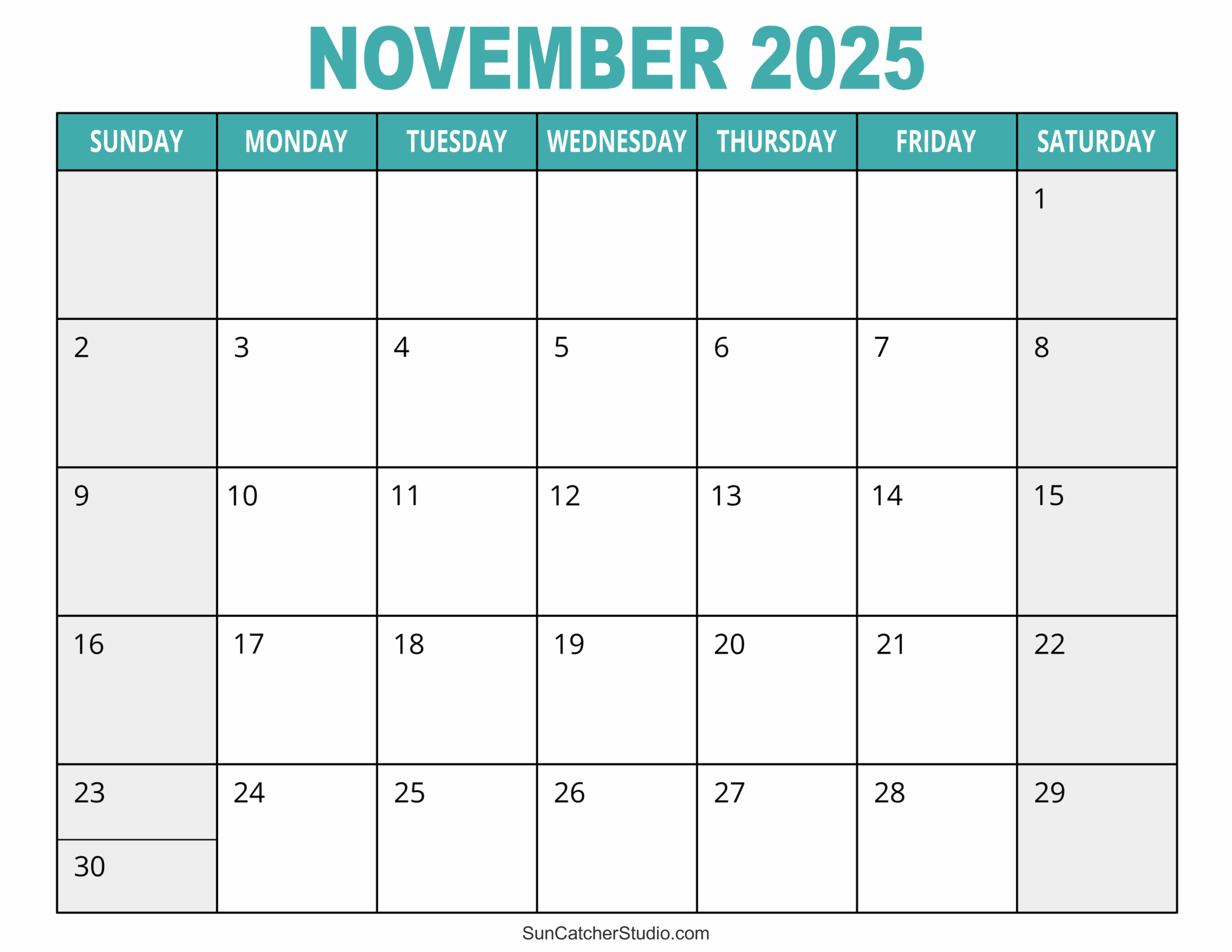 November 2025 Printable Calendar Page