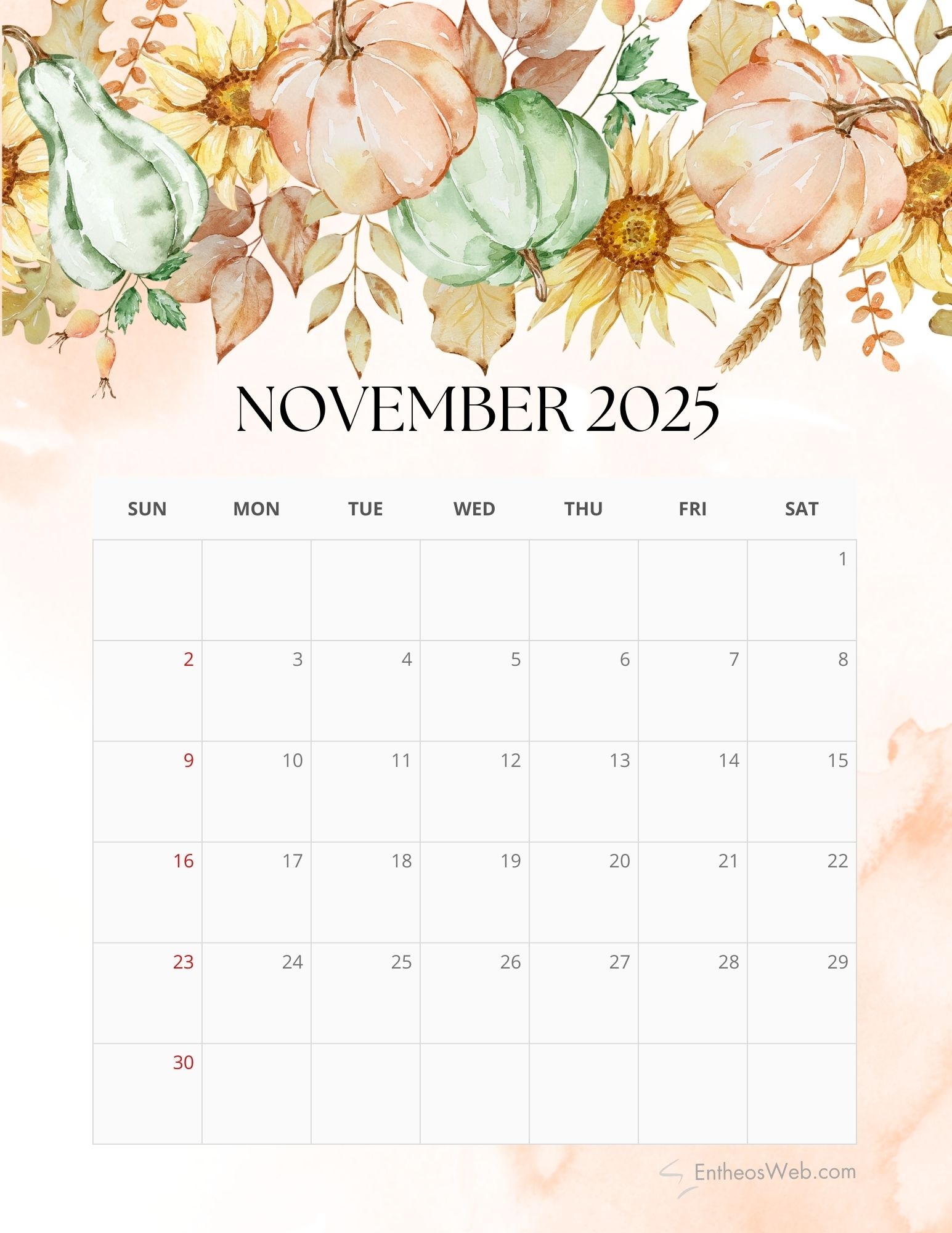 November 2025 Calendars EntheosWeb