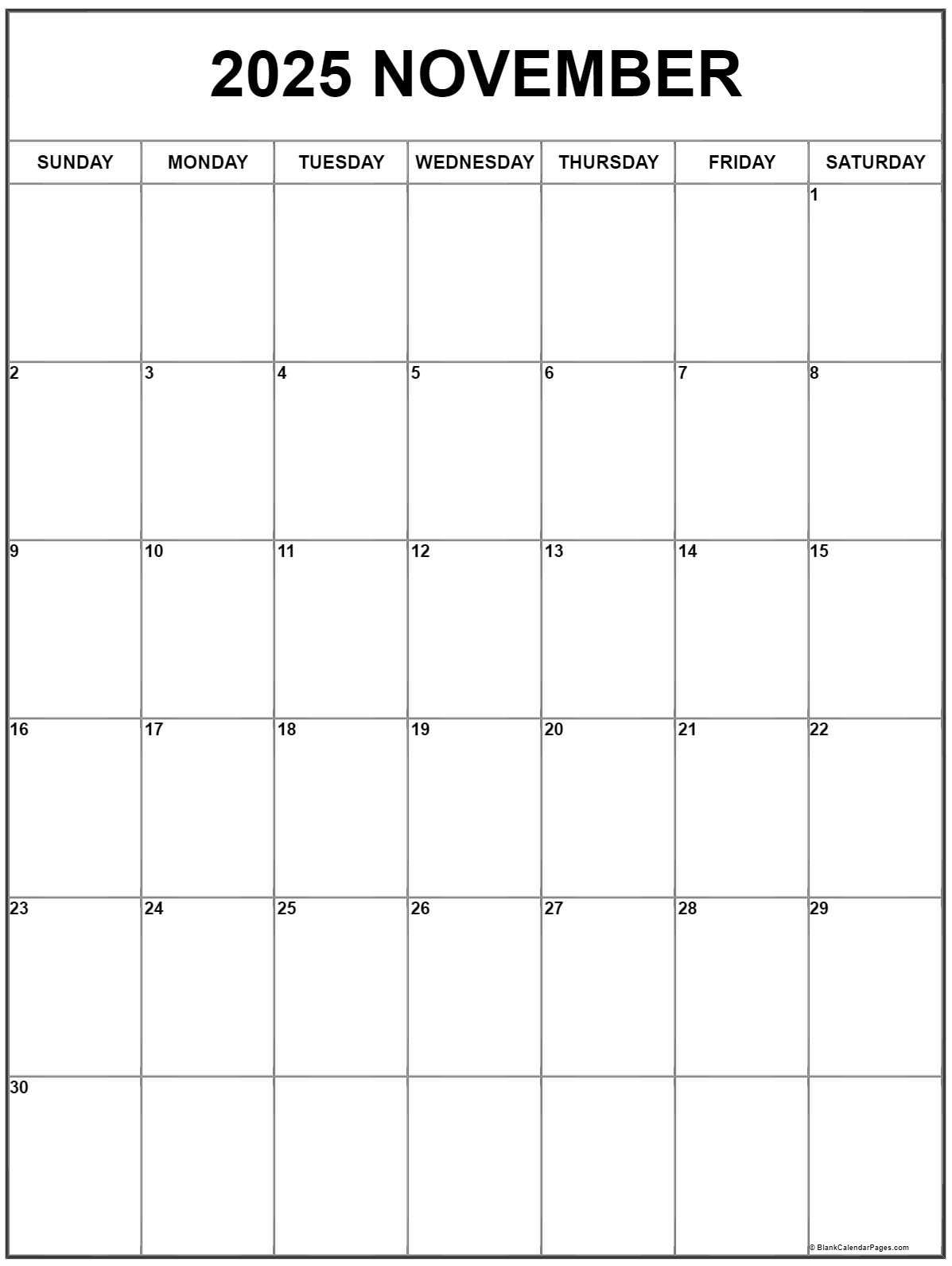 Full Size Printable Calendar November 2025