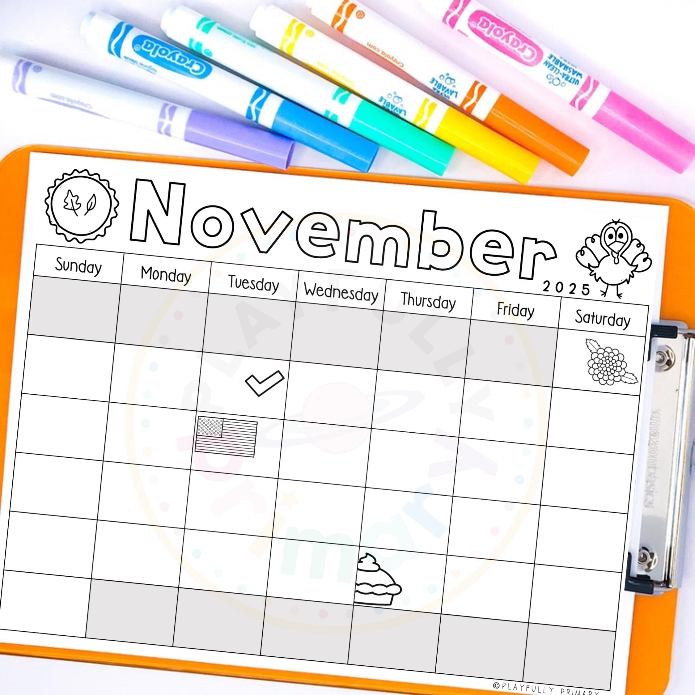 November Calendar 2025 Printable Calendar Tracing Worksheet 