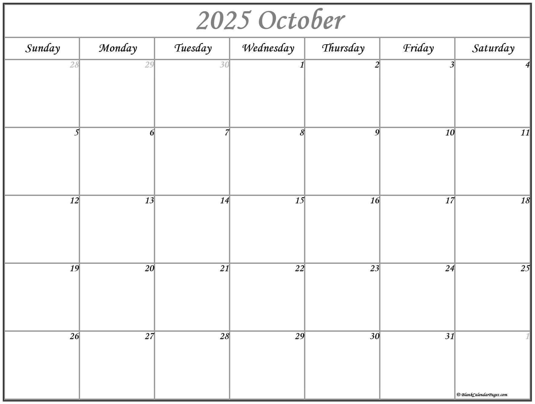 Printabulls October 2025 Calendar