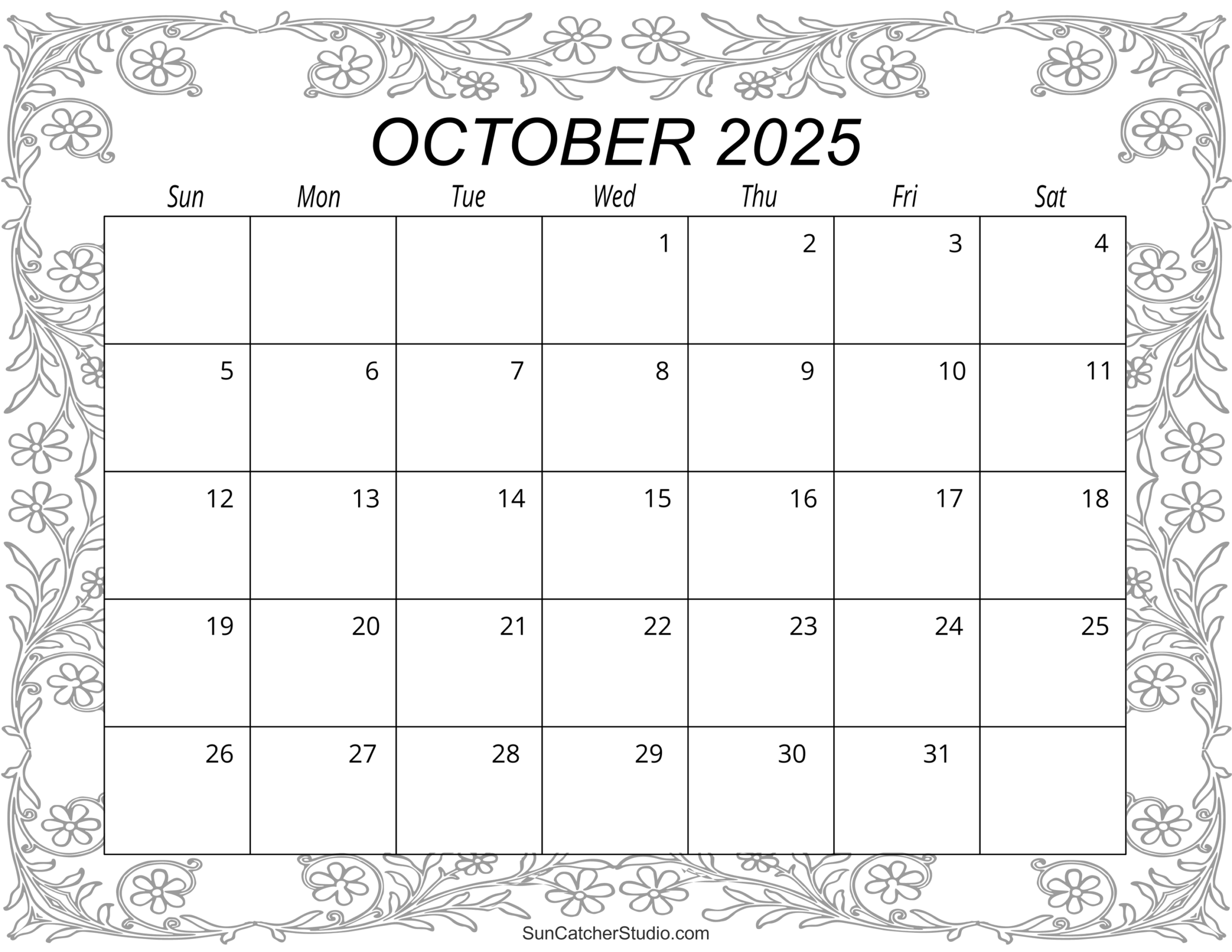 October 2025 Calendar Free Printable Free Printables Monograms Design Tools Patterns U0026 DIY Projects