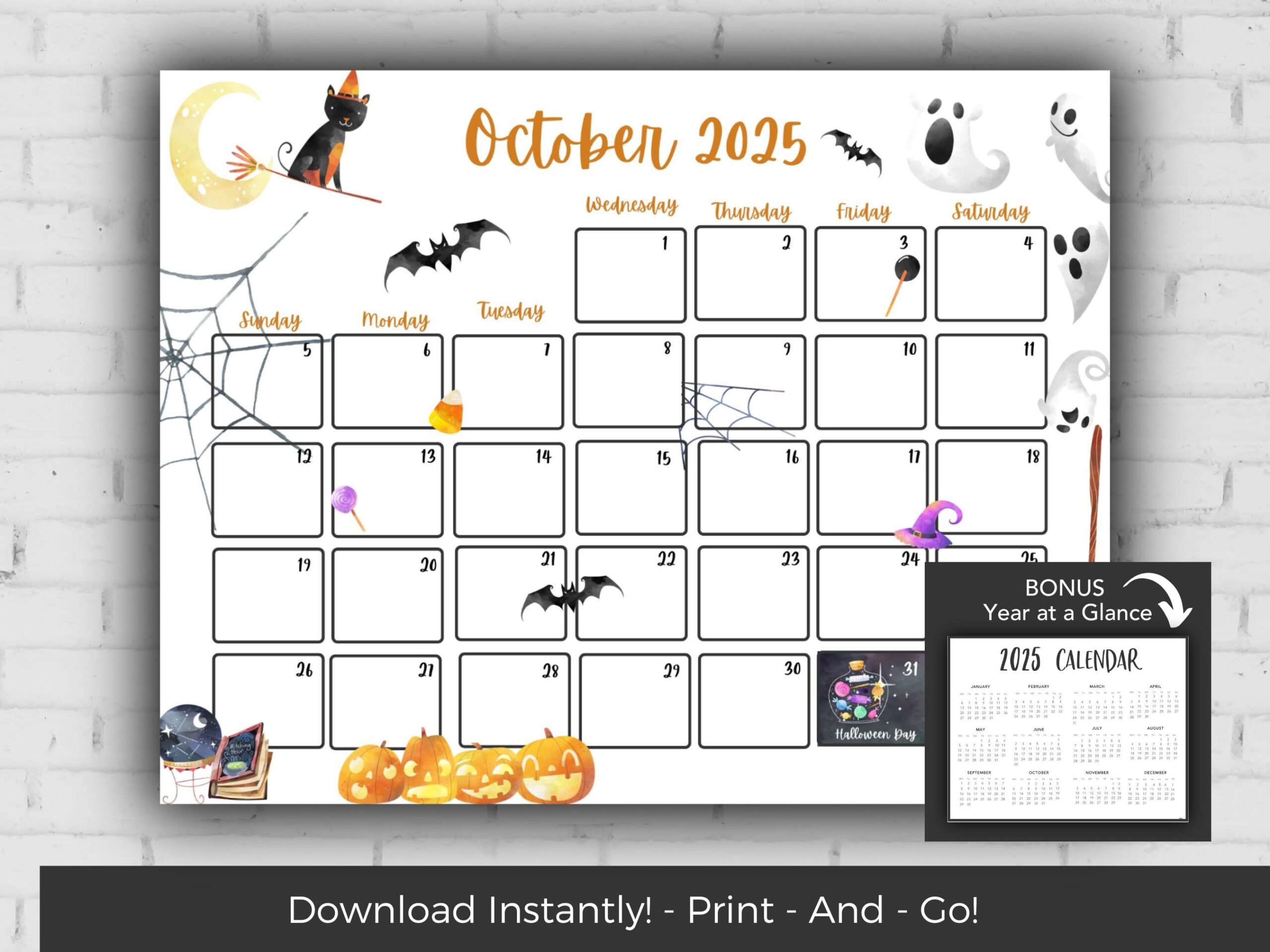 Vertical October 2025 Calendar