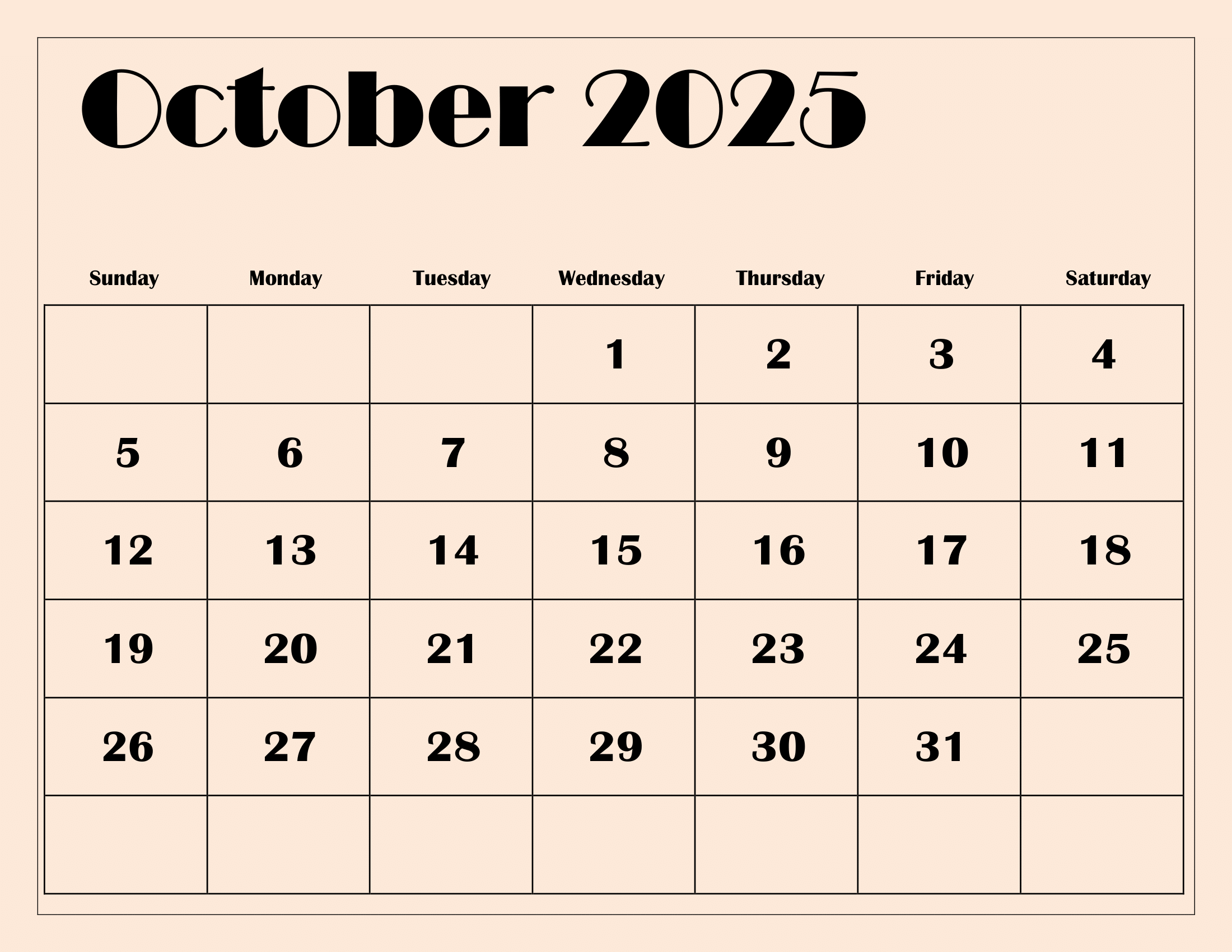 October To November 2025 Calendar