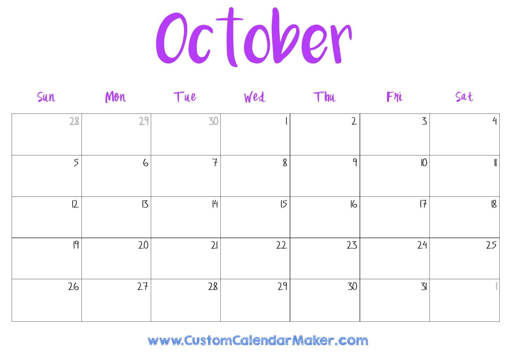 Free Printable 2025 October Calendar 2