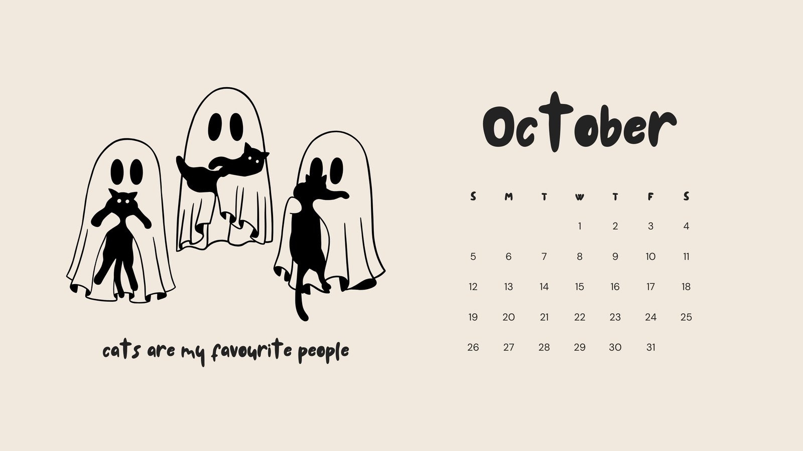 October Calendar Wallpaper 2025