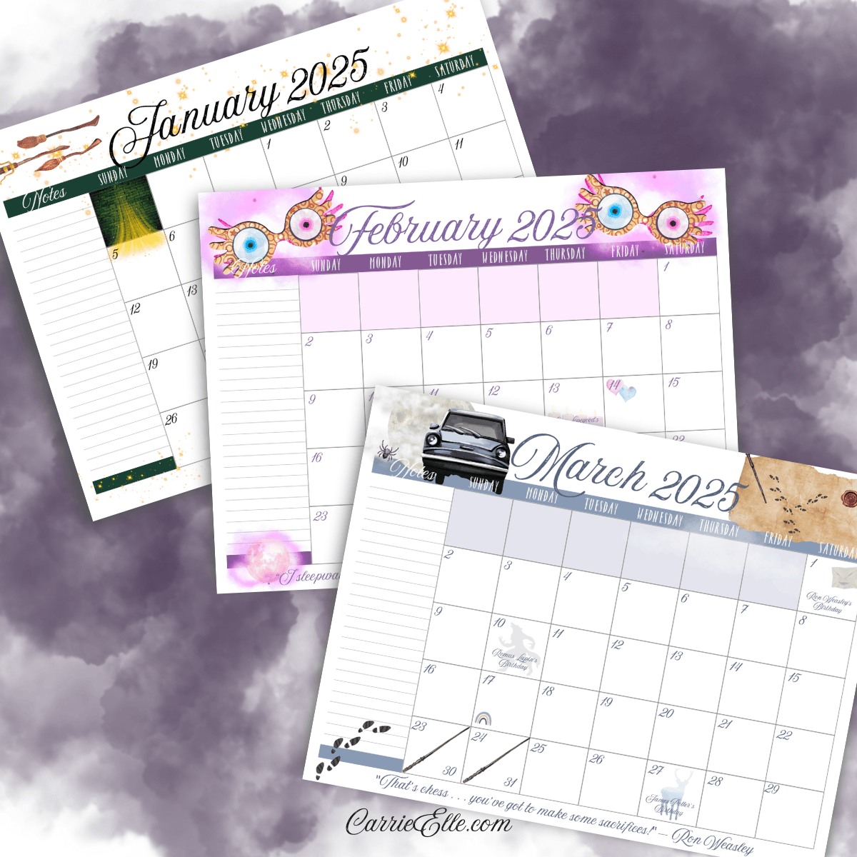 Plan Like A Wizard 2025 Printable Harry Potter Inspired Calendar 
