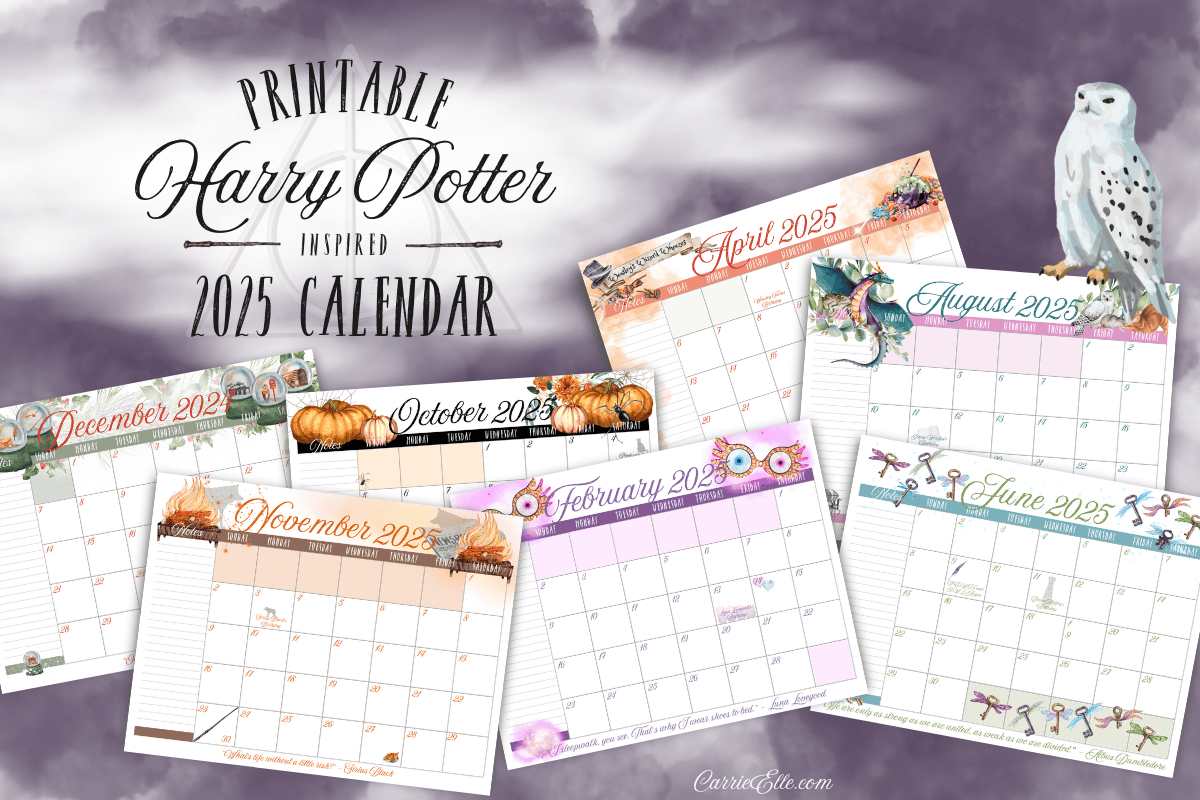 Plan Like A Wizard 2025 Printable Harry Potter Inspired Calendar 