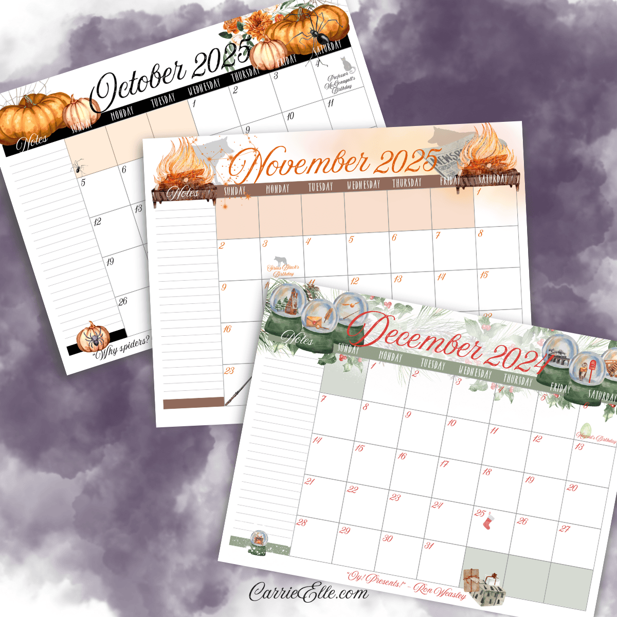 Plan Like A Wizard 2025 Printable Harry Potter Inspired Calendar 