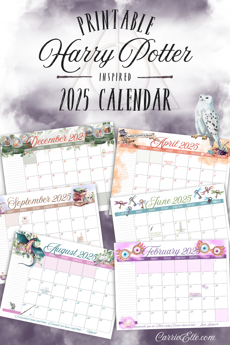 Plan Like A Wizard 2025 Printable Harry Potter Inspired Calendar 