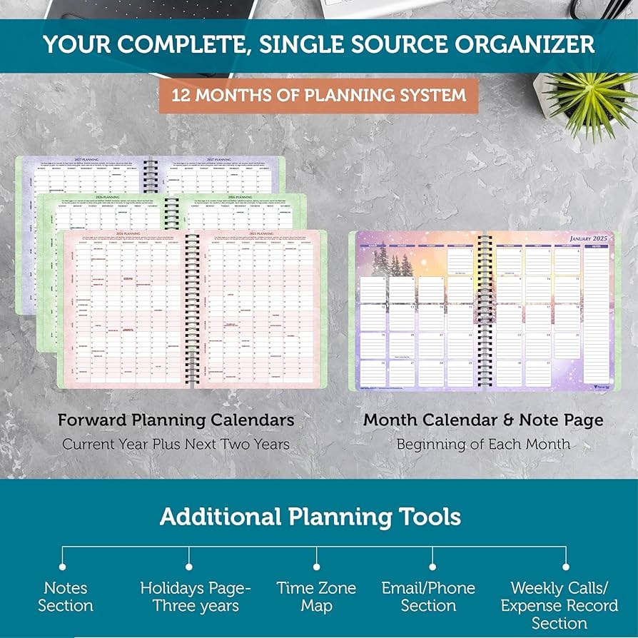 Planner Pad Spiral Bound January December 2025 Calendar Year 6 3 4