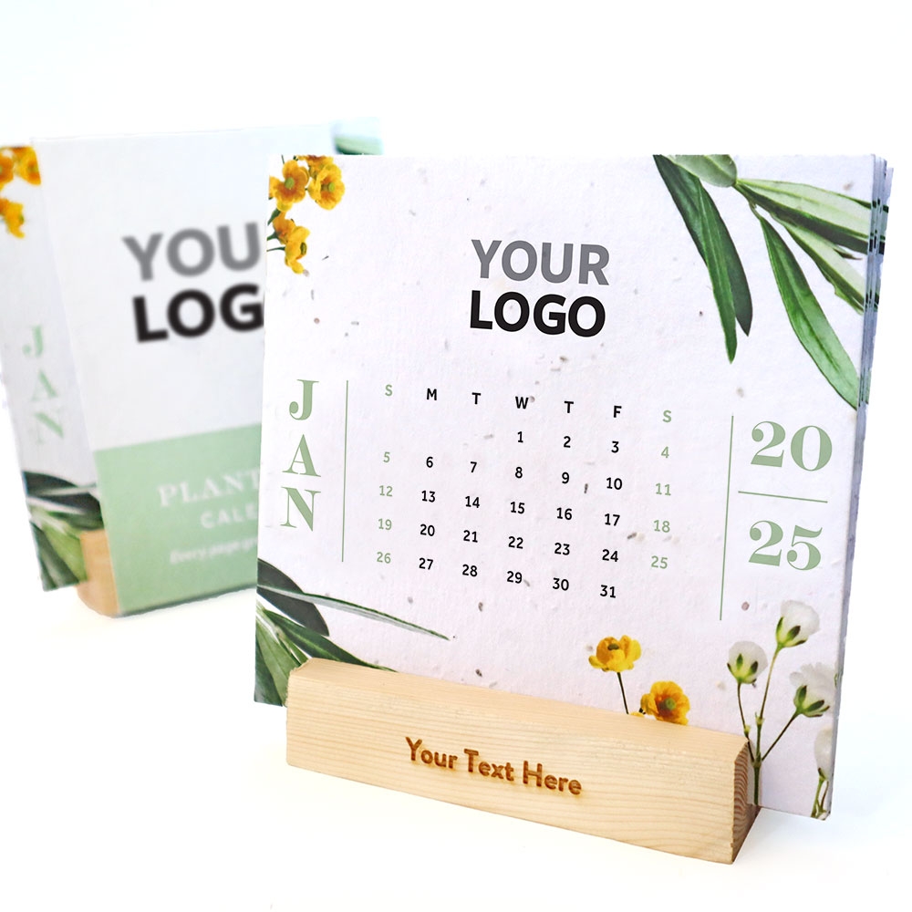 Plantable Eco Calendar With Wood Stand Botanical PaperWorks
