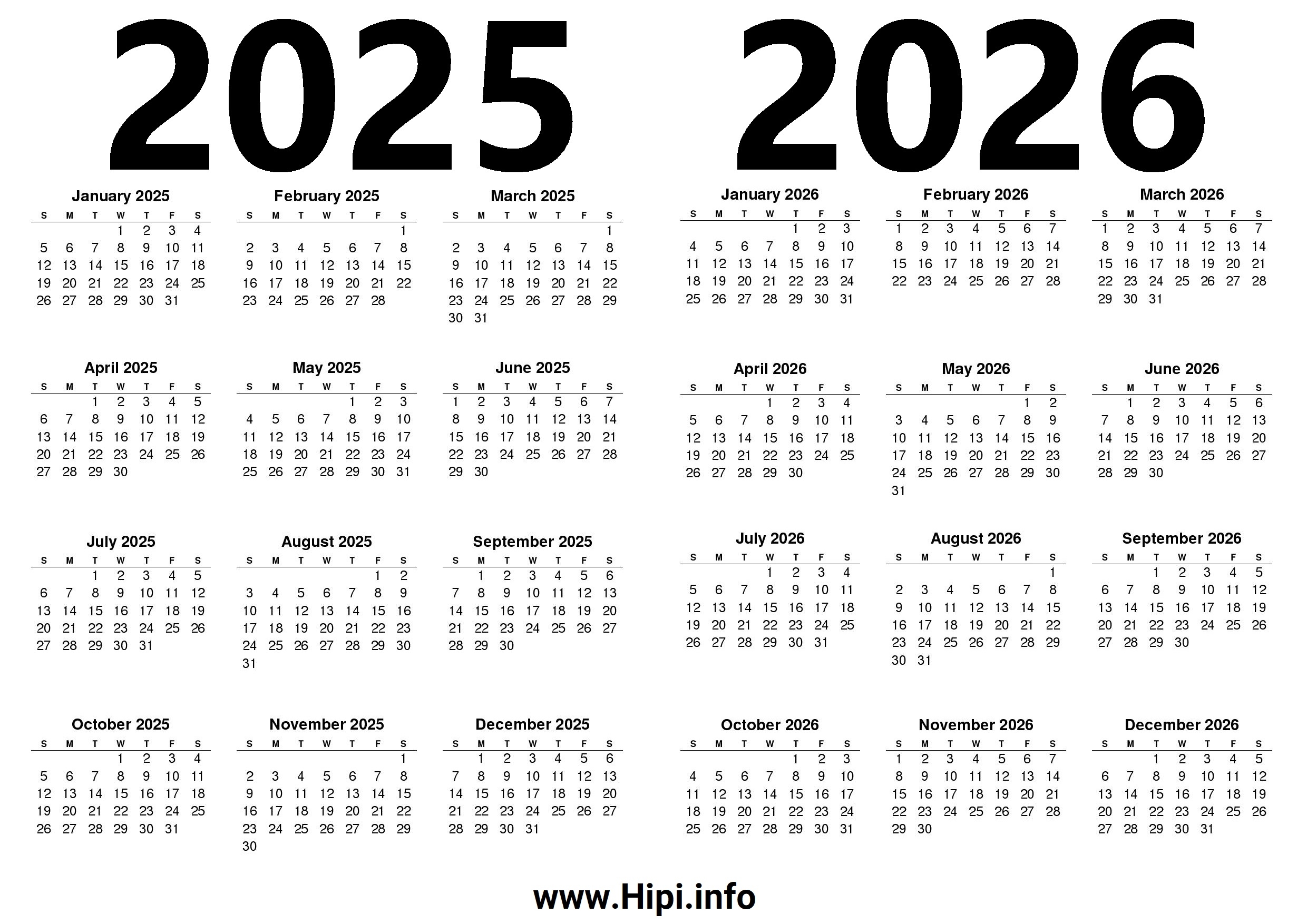Free Printable Calendar 2025 And 2026 Pdf Download
