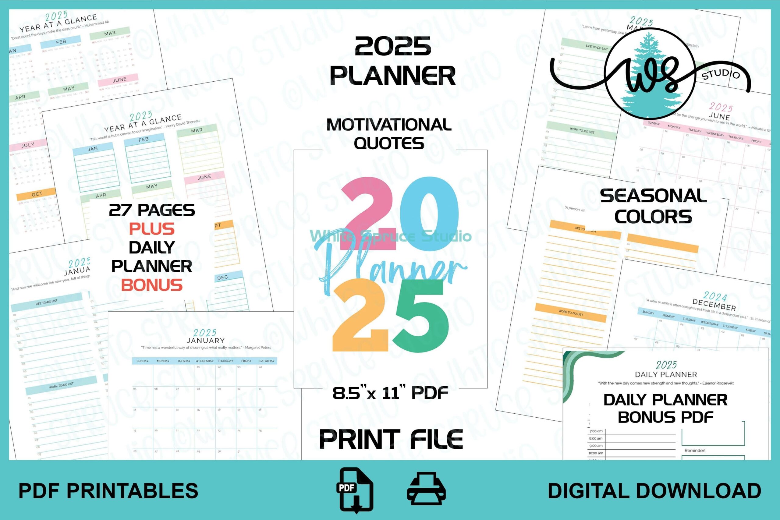 Printable 2025 Planner 2025 Calendar 2025 Goal Planning