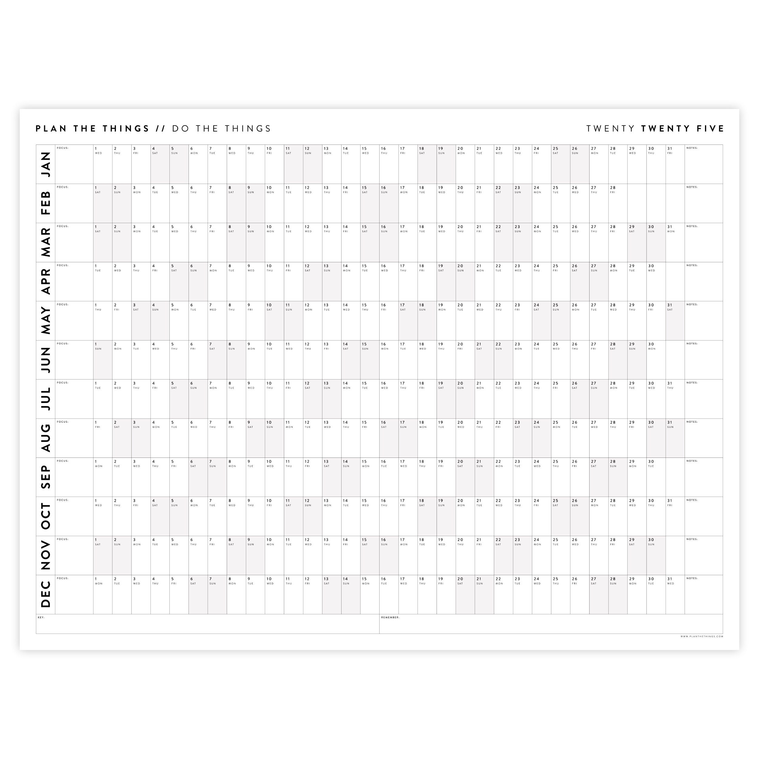 PRINTABLE 2025 Wall Calendar Digital PDF Instant Download 2025 