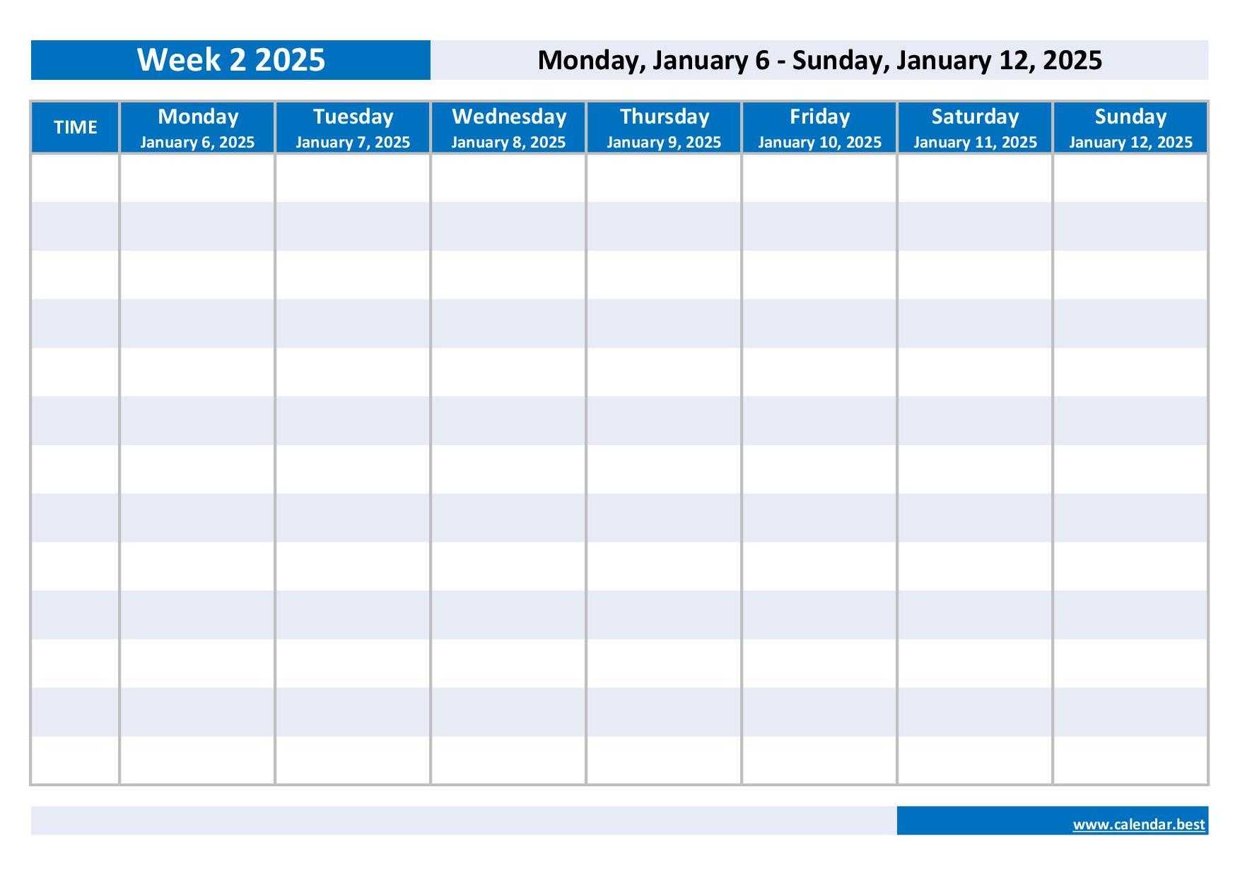 Free Printable Calendar 2025 2 Week